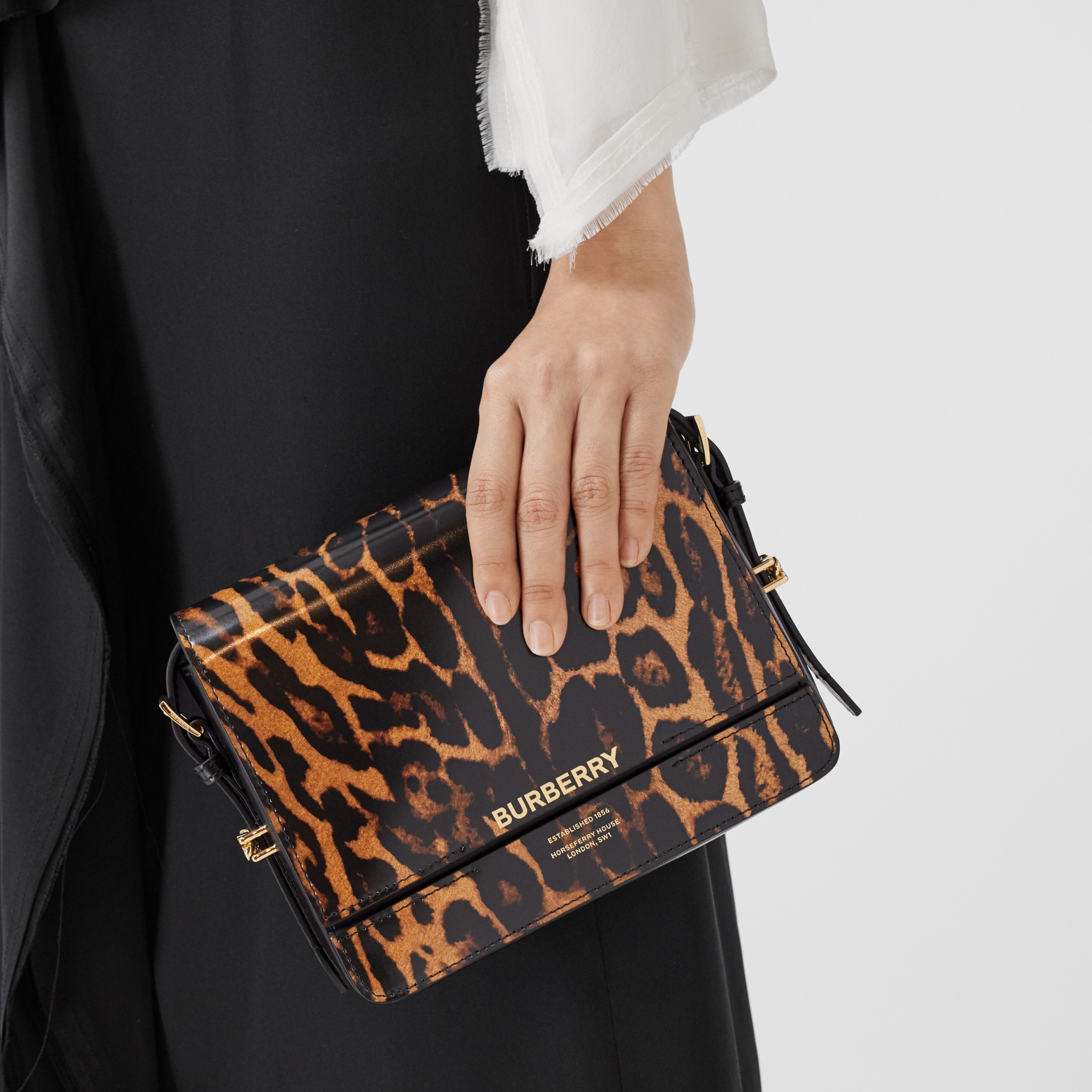 Small Leopard Print Leather Grace Bag in Dark Mustard - Women ...