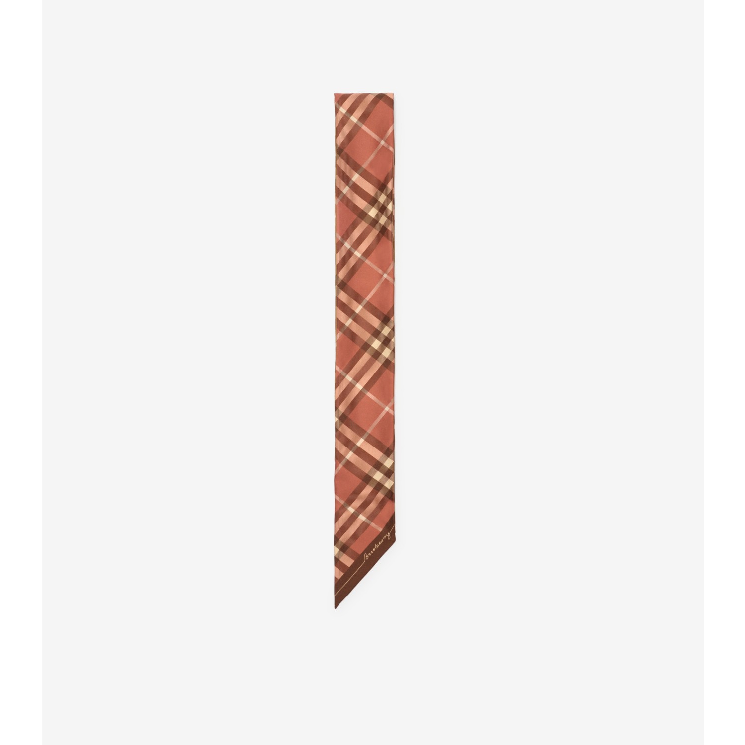 Skinny Contrast Check Silk Scarf