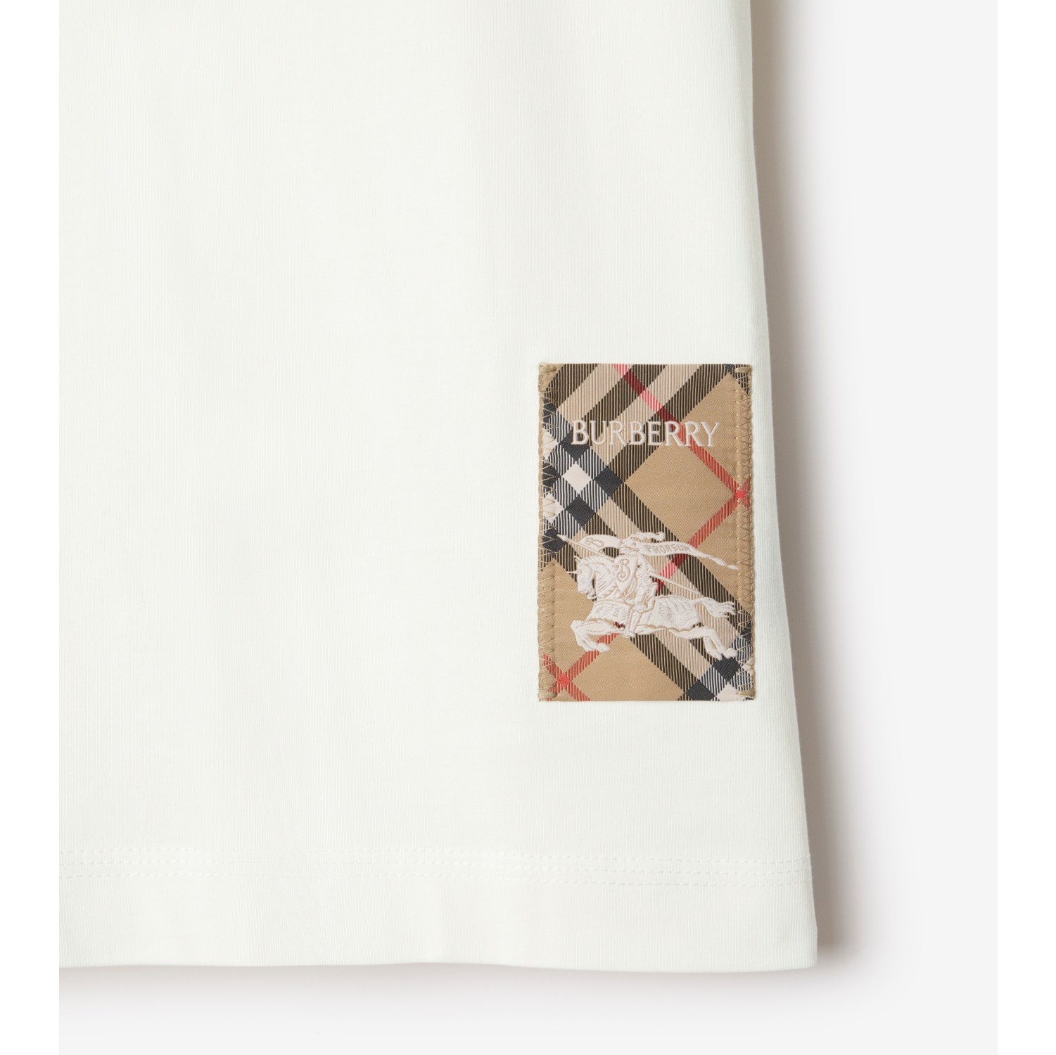 Baumwoll-T-Shirt mit Check-Label