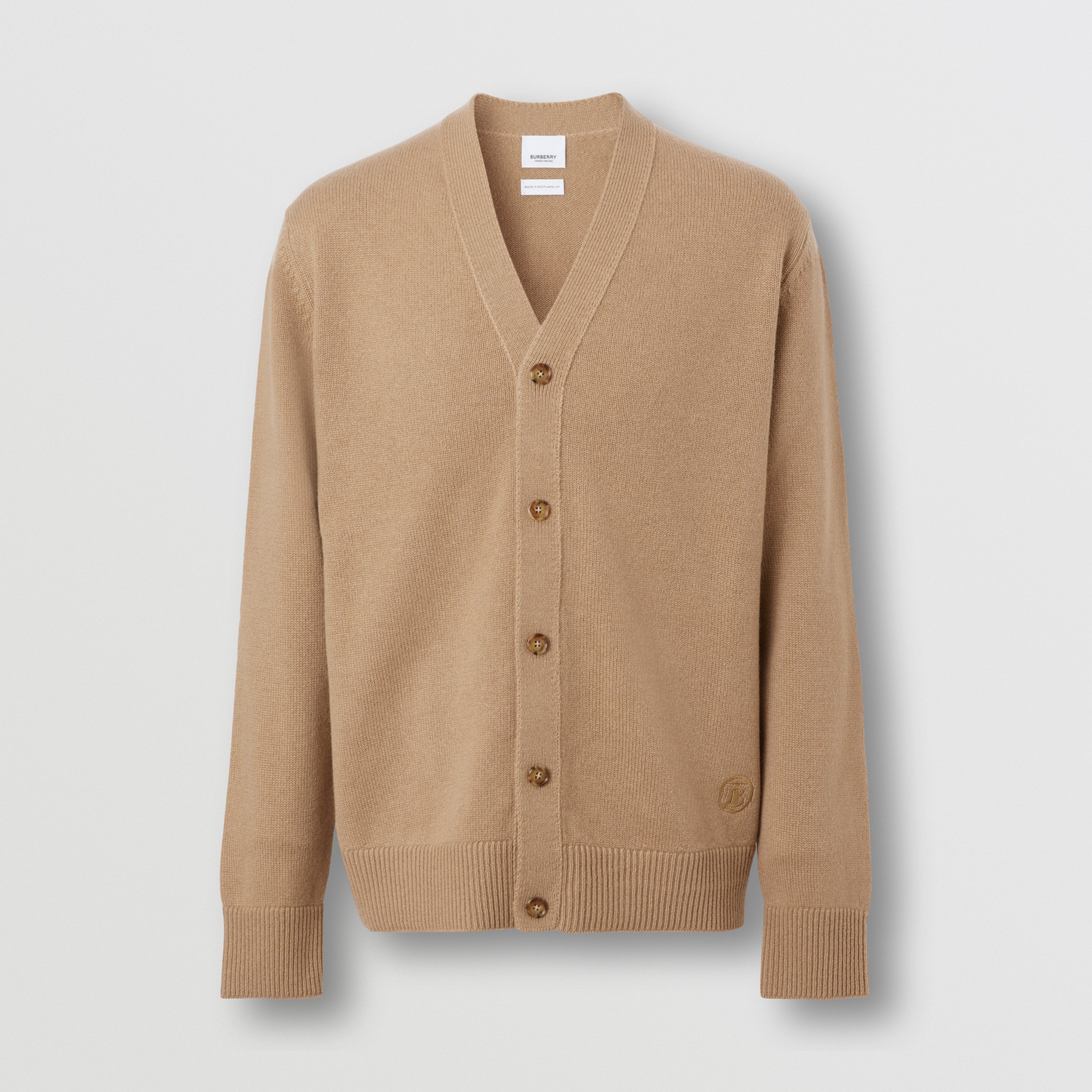 Monogram Motif Cashmere Cardigan in Camel - Men | Burberry® Official - 4