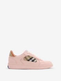 Leather and Check Terrace Sneakers​​ in colour Flora/sand