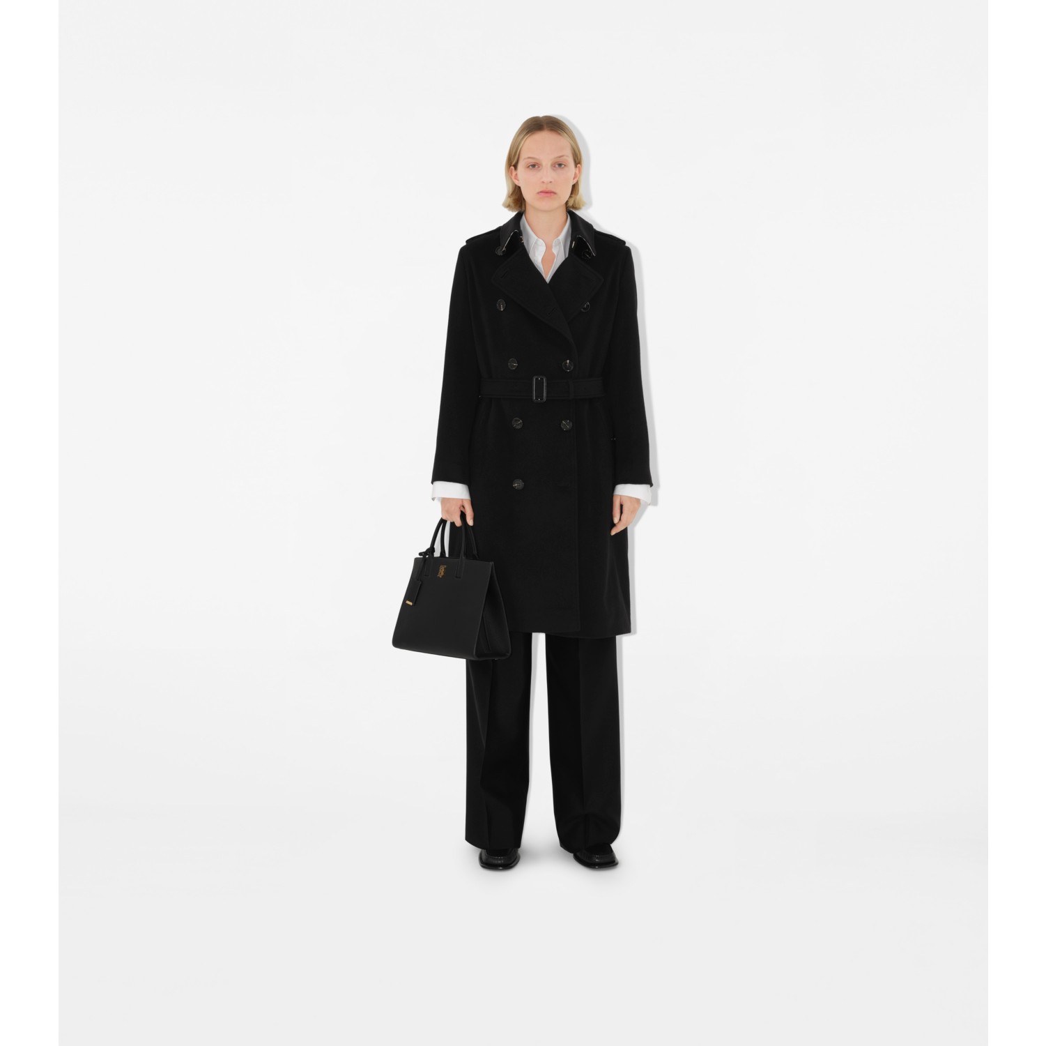 Long Cashmere Blend Kensington Trench Coat in Black Women Burberry Official