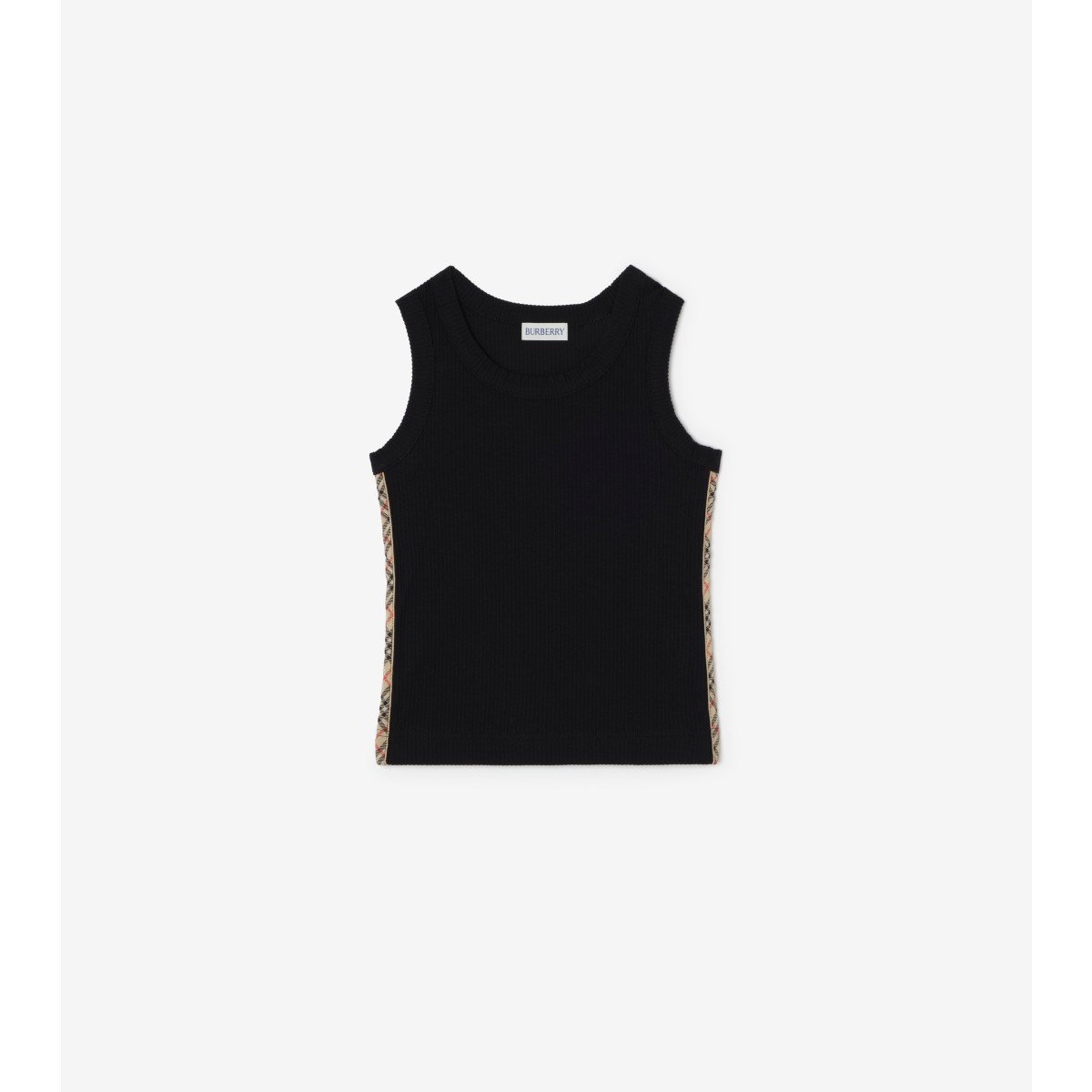  Check Trim Stretch Cotton Vest