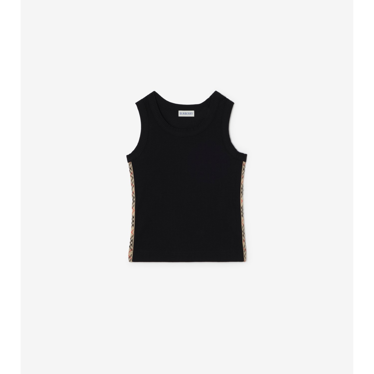 Check Trim Stretch Cotton Vest