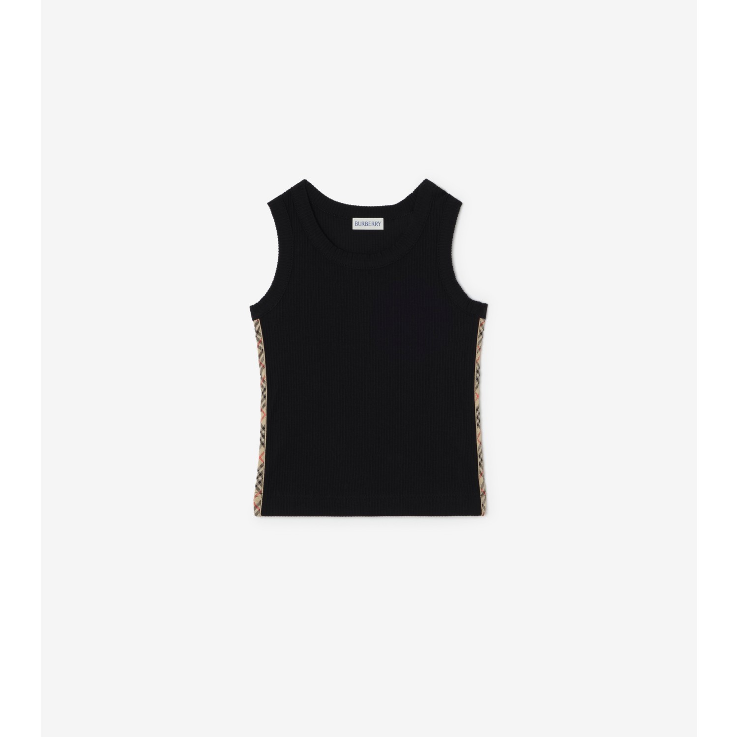 Check Trim Stretch Cotton Vest