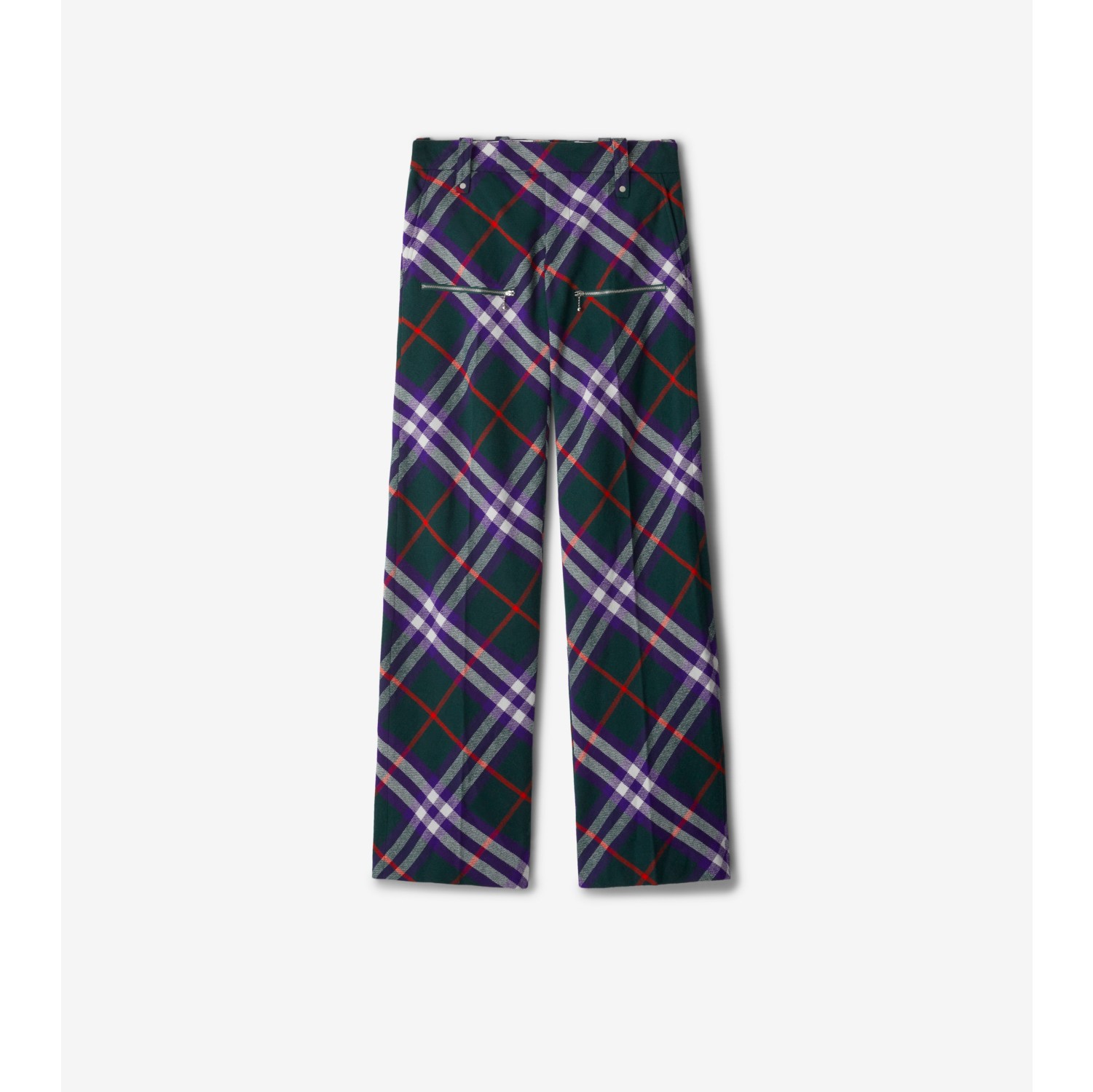 Check Wool Trousers in Vine deep royal Men Burberry Official