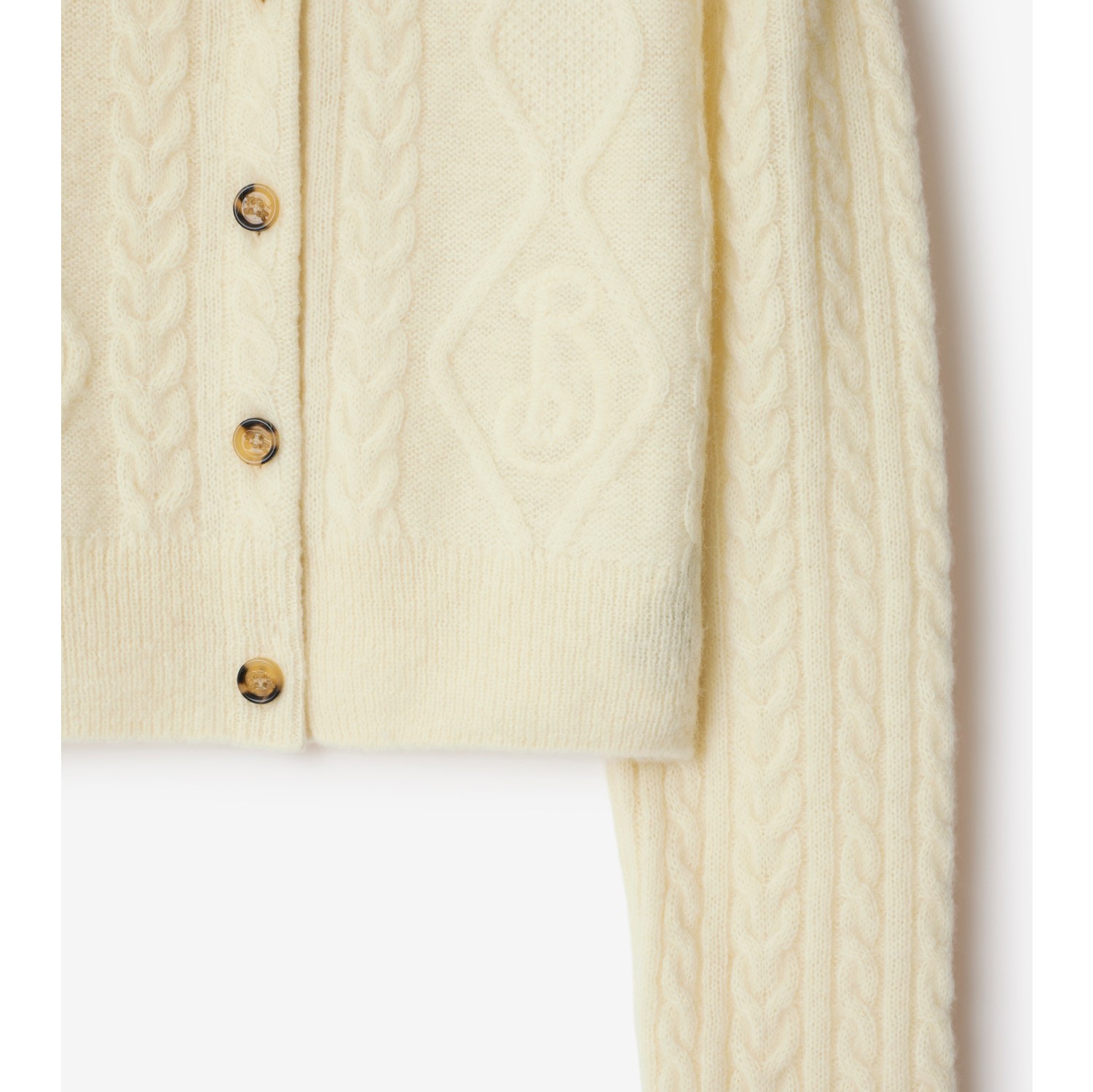 Cropped Aran Wool Blend Cardigan