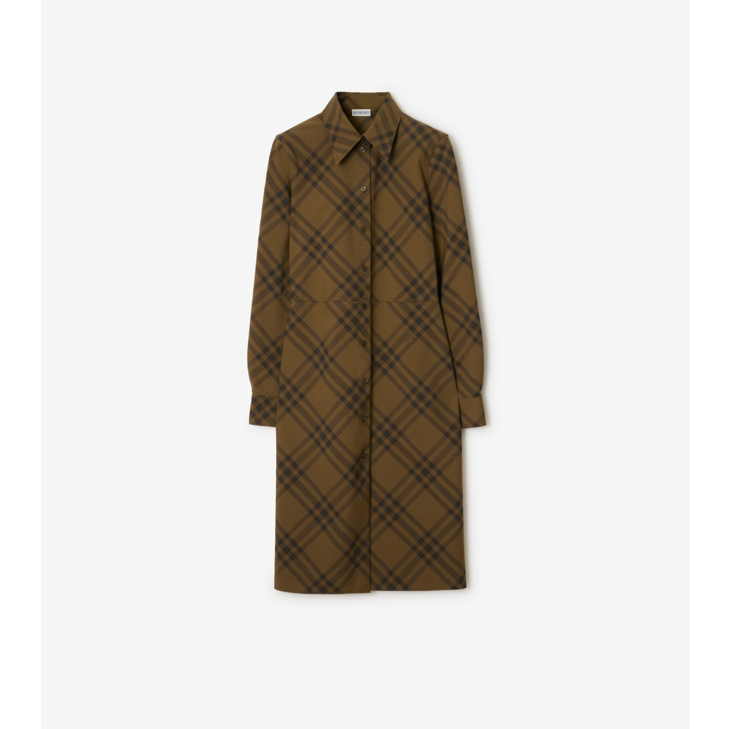Check Wool Blend Shirt Dress