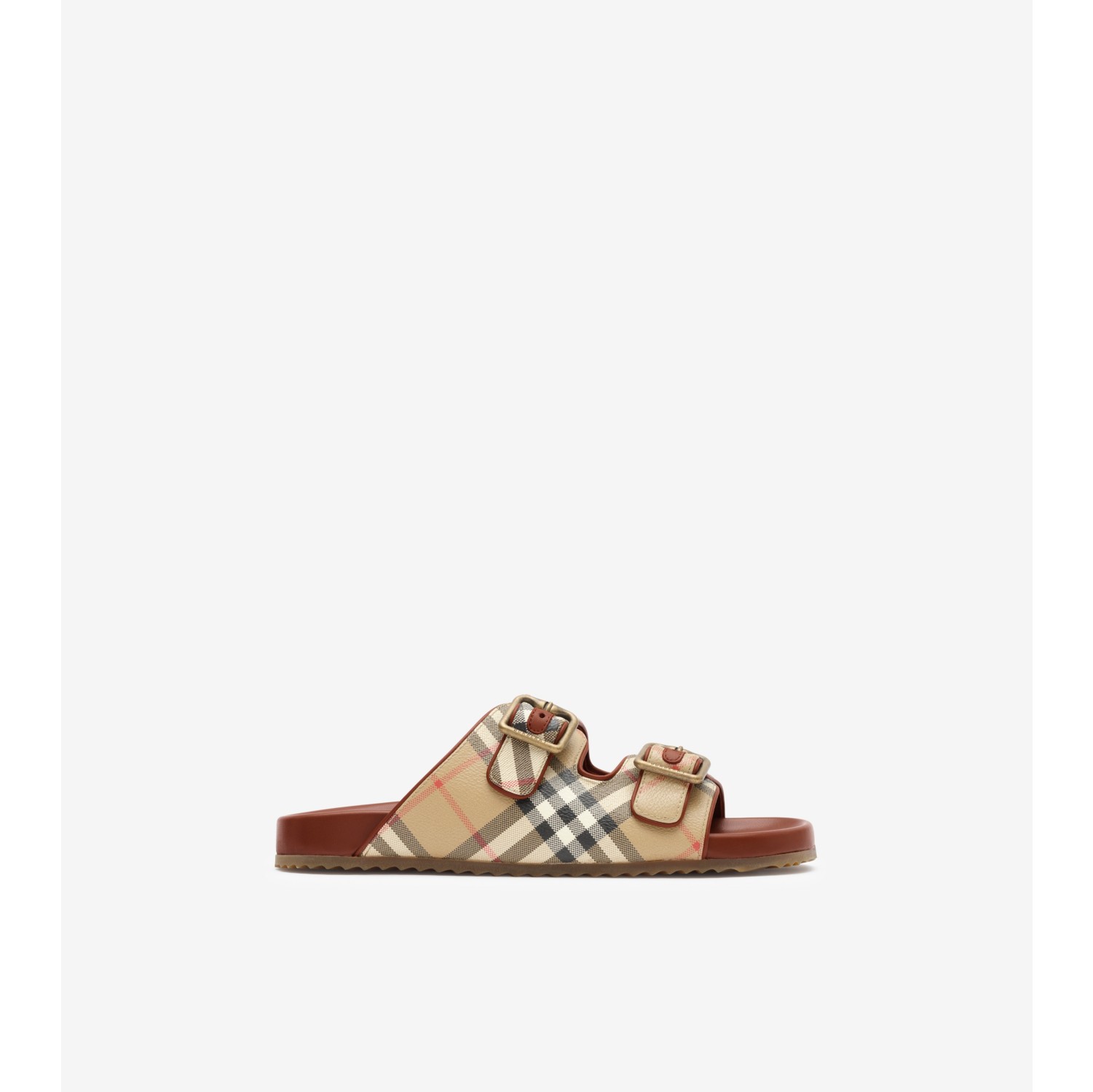 Check and Leather Urchin Sandals