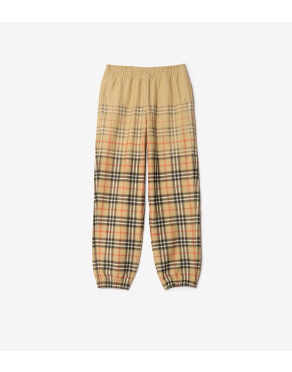 Gradient Check Cotton Jogging Pants