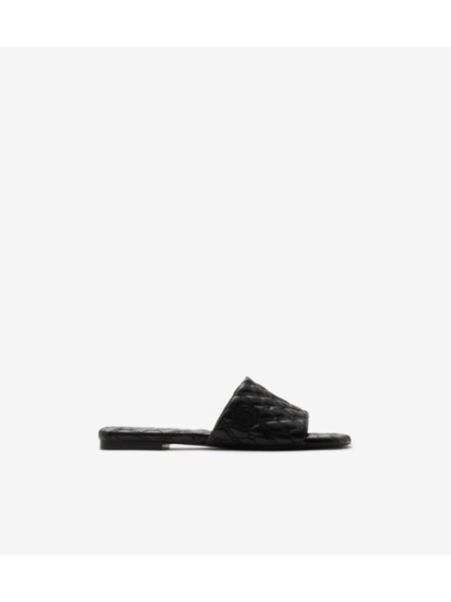 Burberry Leather Quilt Slides In Black