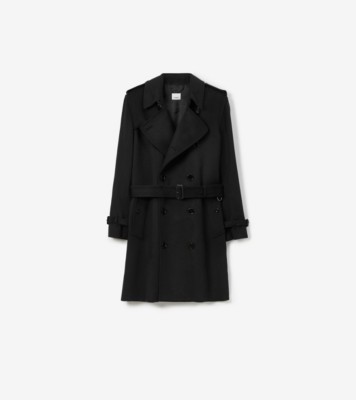 Mid length Cashmere Blend Kensington Trench Coat in Black Men Burberry Official