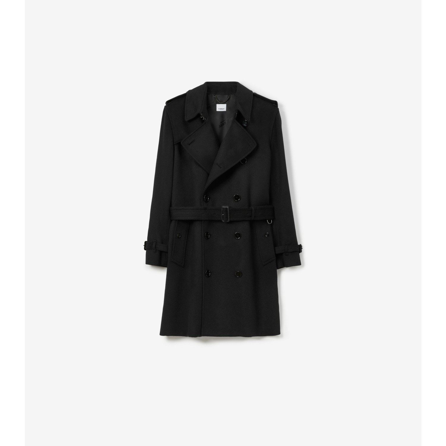 Trench Kensington medio in misto cashmere Nero Uomo Sito ufficiale Burberry