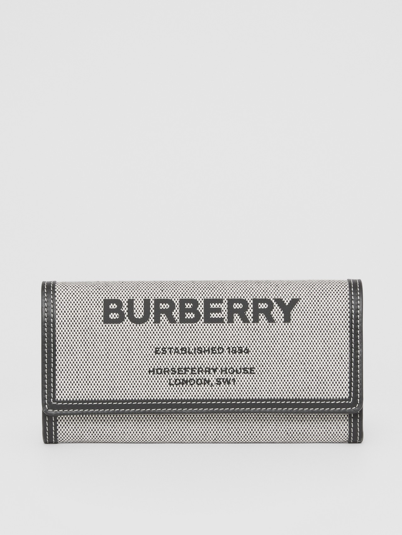 Brieftasche aus Baumwollcanvas mit Horseferry-Aufdruck (Schwarz/hellbraun)