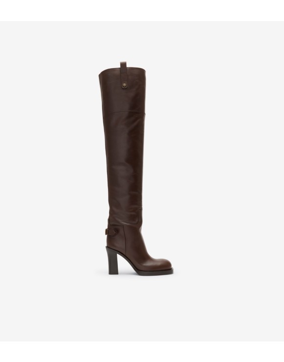 Leather Cavalier Thigh-high Heel Boots