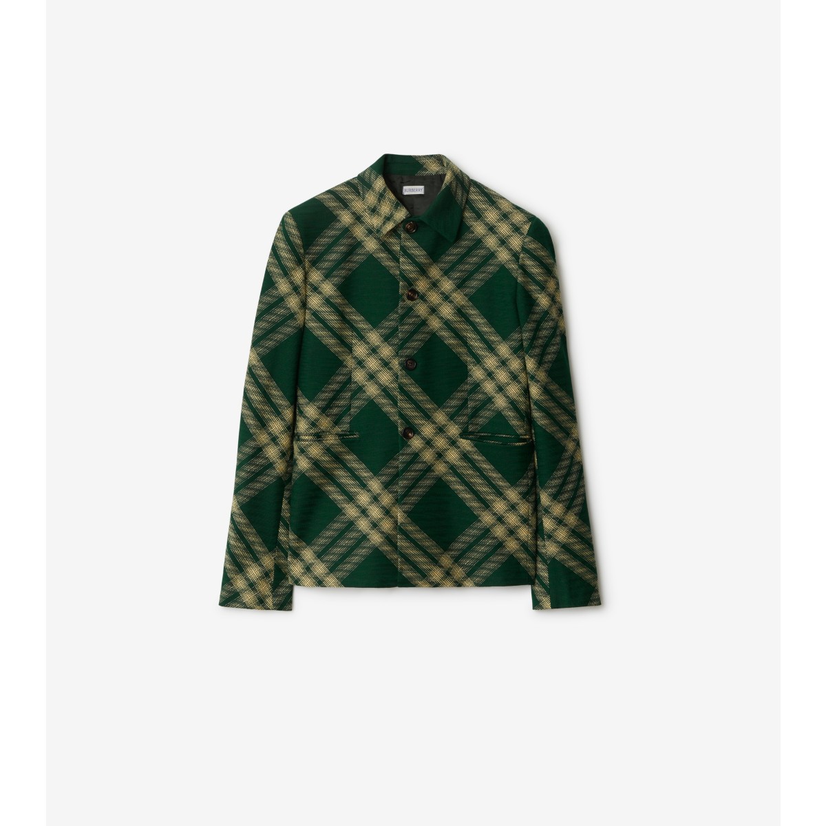 Shop Burberry Check Wool Tailored Jacket In Primrose