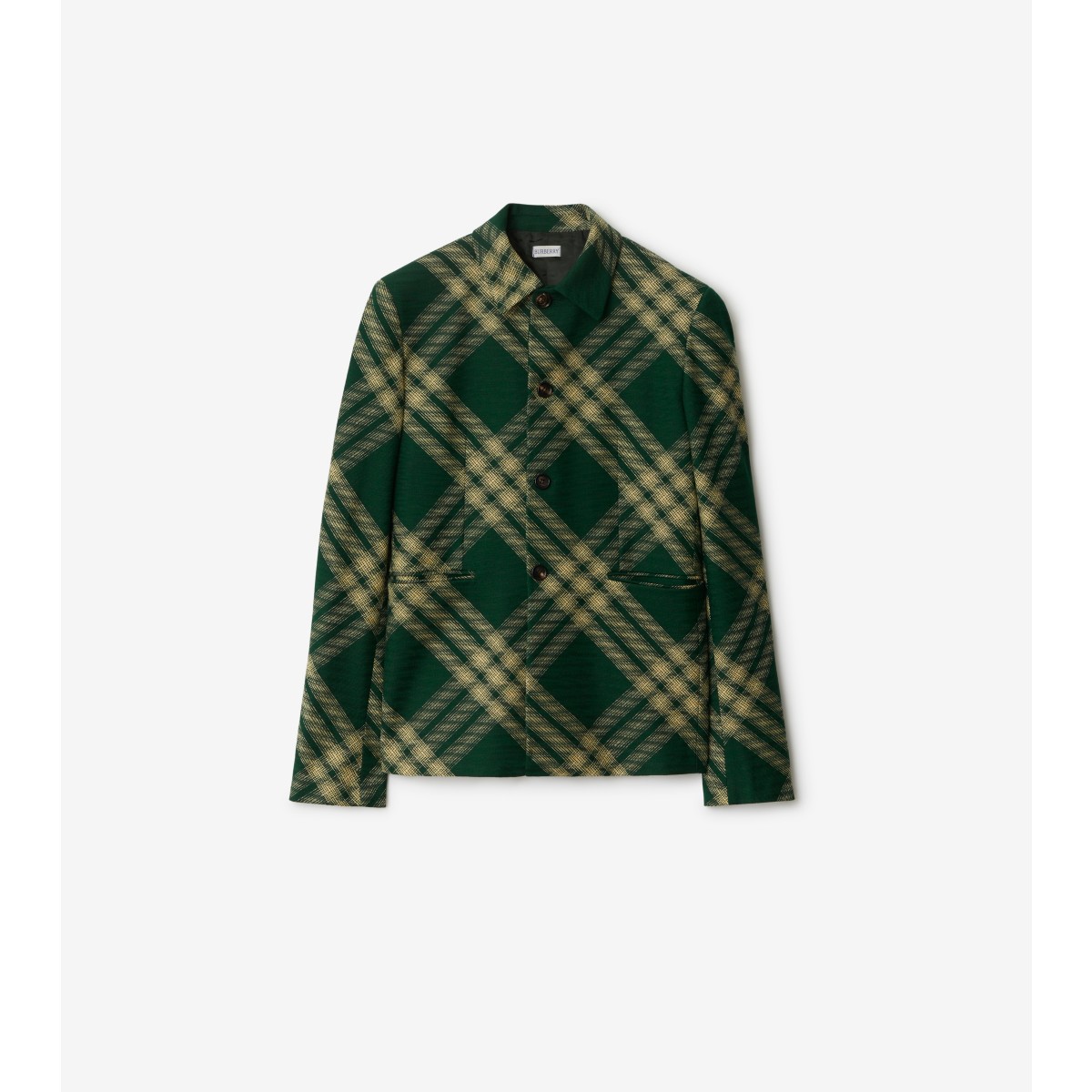 Burberry Check Wool Tailored Jacket In Primrose