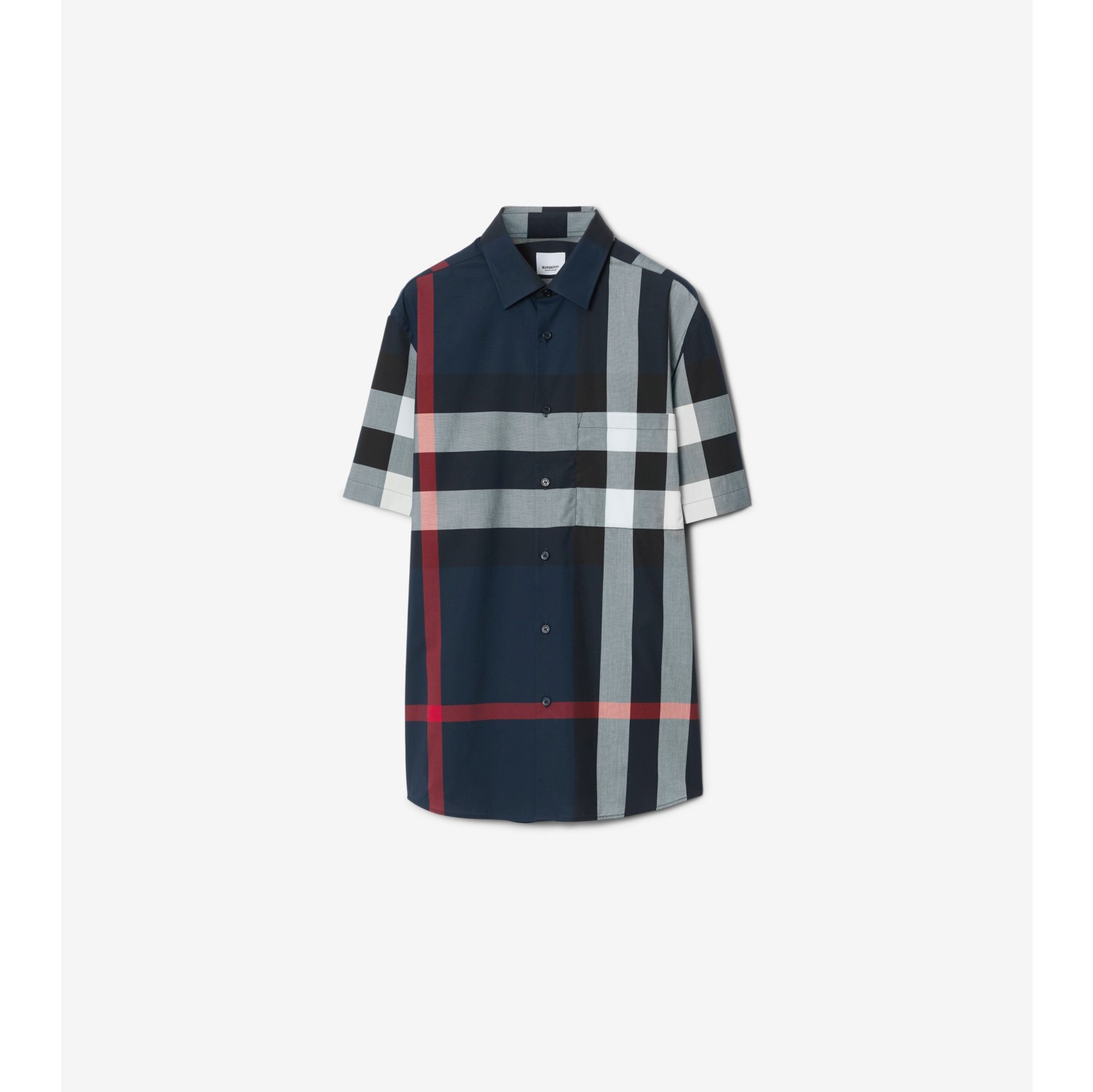 Check Cotton Shirt in Navy - Men | Burberry® Official