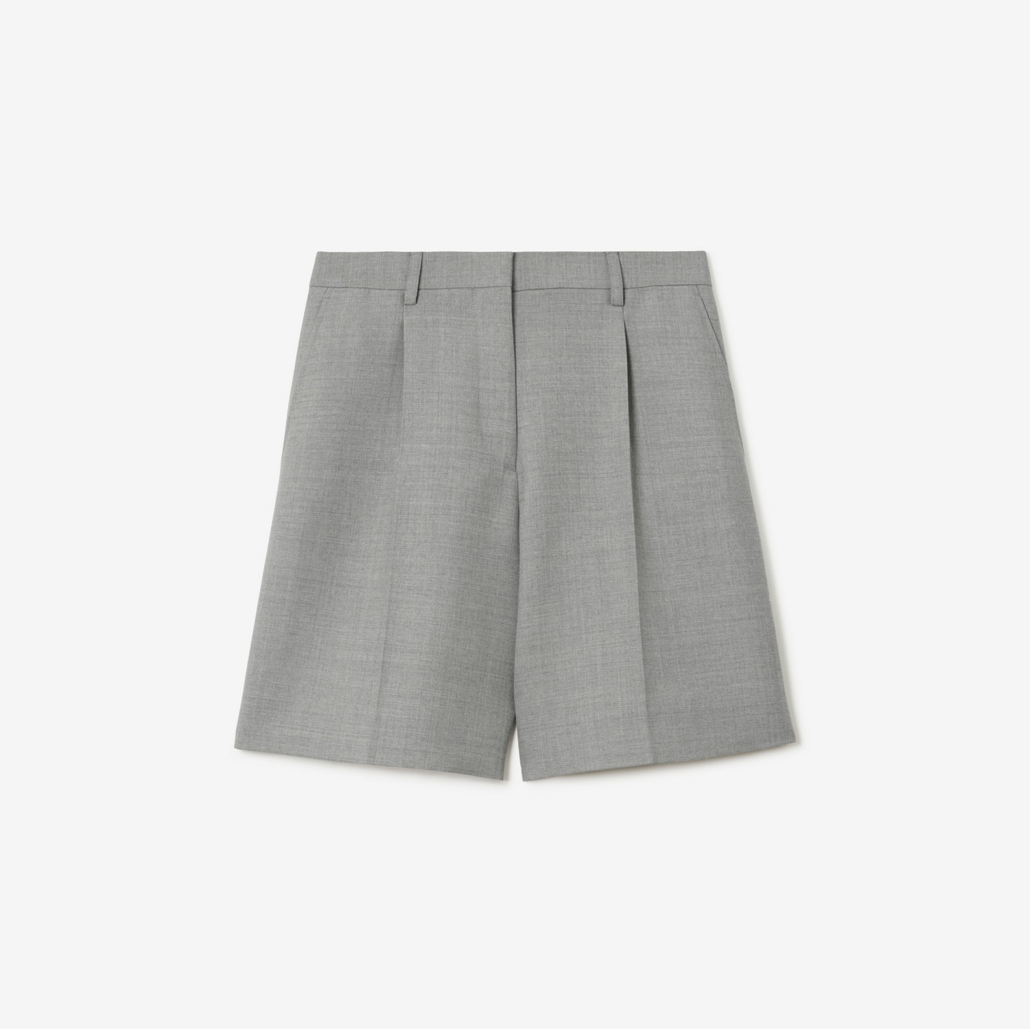Wool Tailored Shorts in Light Grey Melange - Women | Burberry® Official