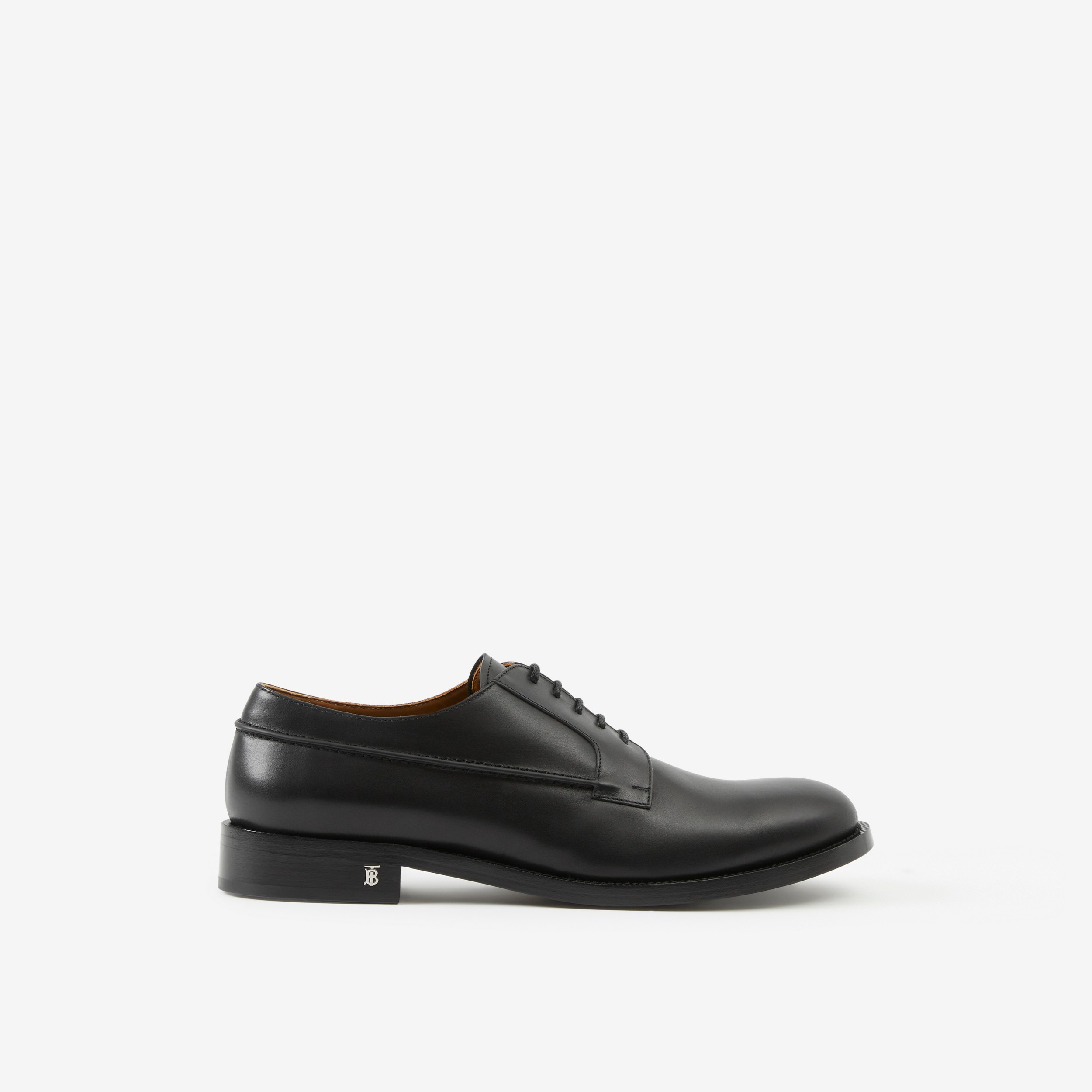 Monogram Motif Leather Derby Shoes in Black - Men | Burberry® Official - 1