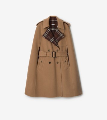 Burberry バーバリー　ウールケープ　ケープコート　黄土色　グレー Burberry バーバリー ウールケープ ケープコート 黄土色 グレー