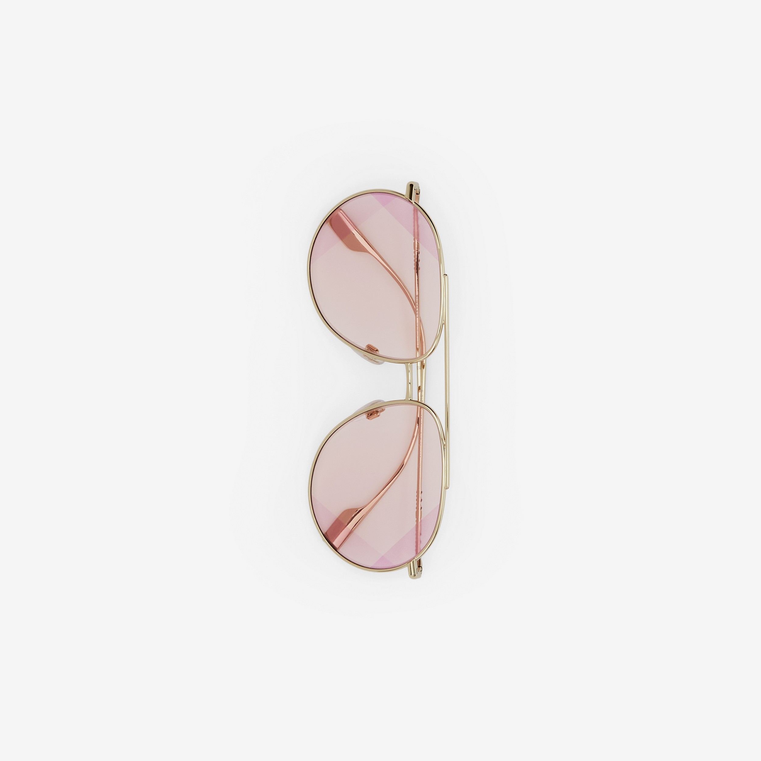 Occhiali da sole oversize a goccia con iconico motivo a righe (Oro Chiaro/rosa) - Donna | Sito ufficiale Burberry® - 2