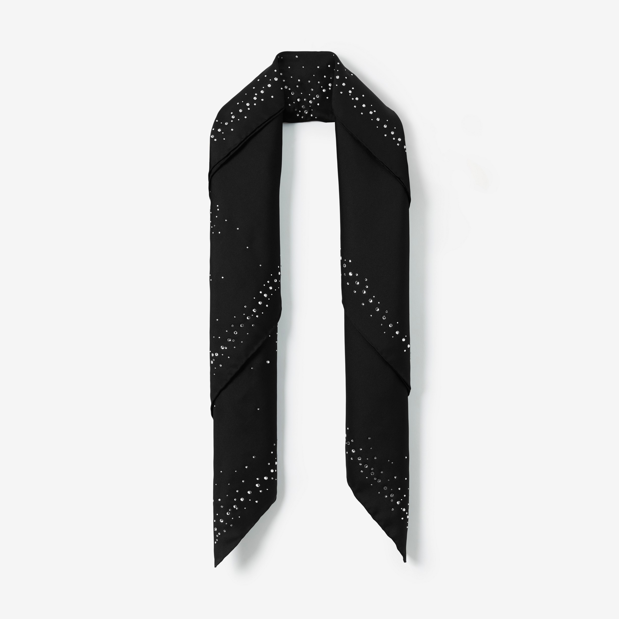 Pañuelo cuadrado en seda con motivo Equestrian Knight de cristales (Negro) | Burberry® oficial - 1