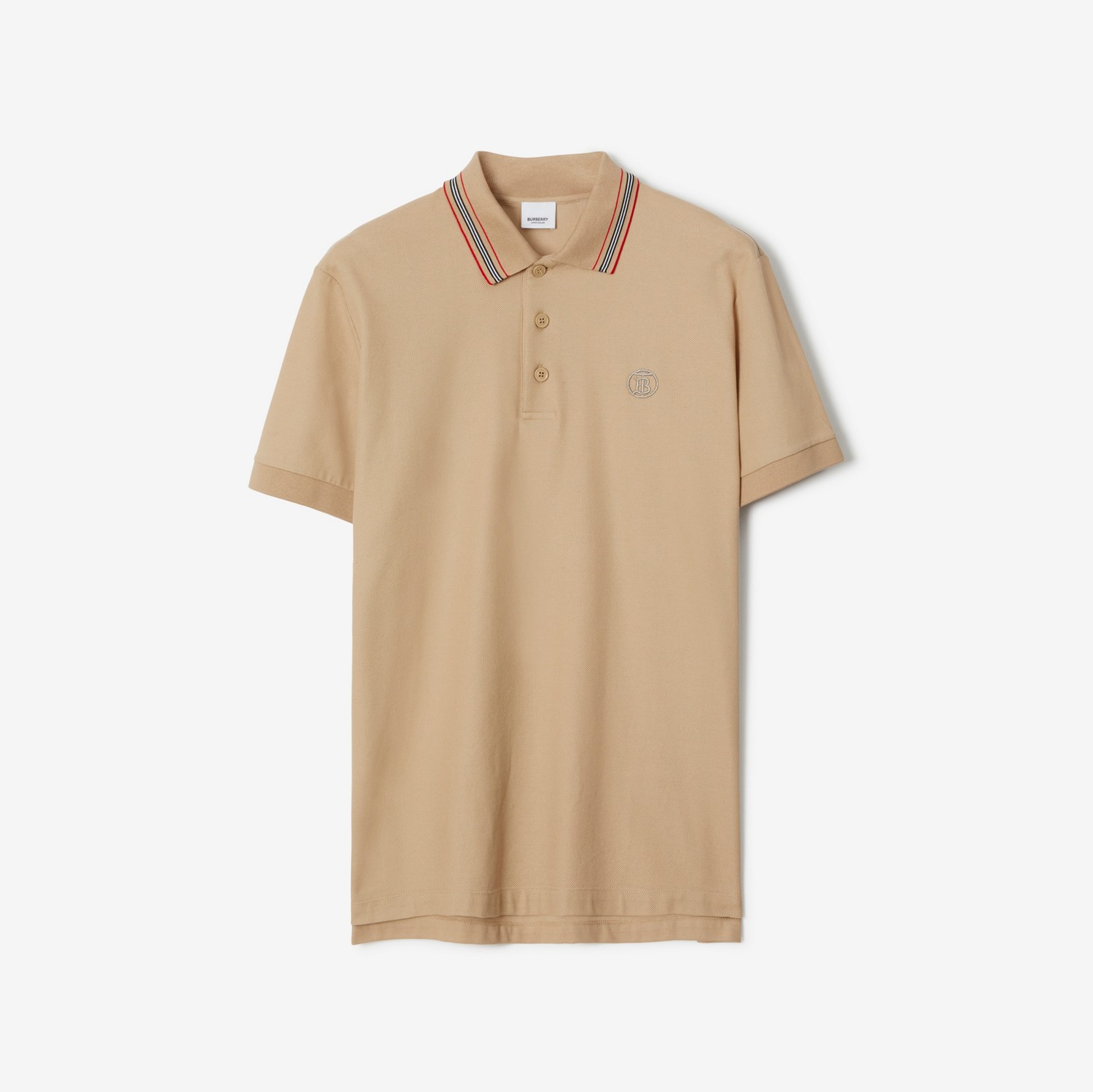 Poloshirt mit Kragen im Streifendesign (Sanftes Rehbraun) - Herren | Burberry®