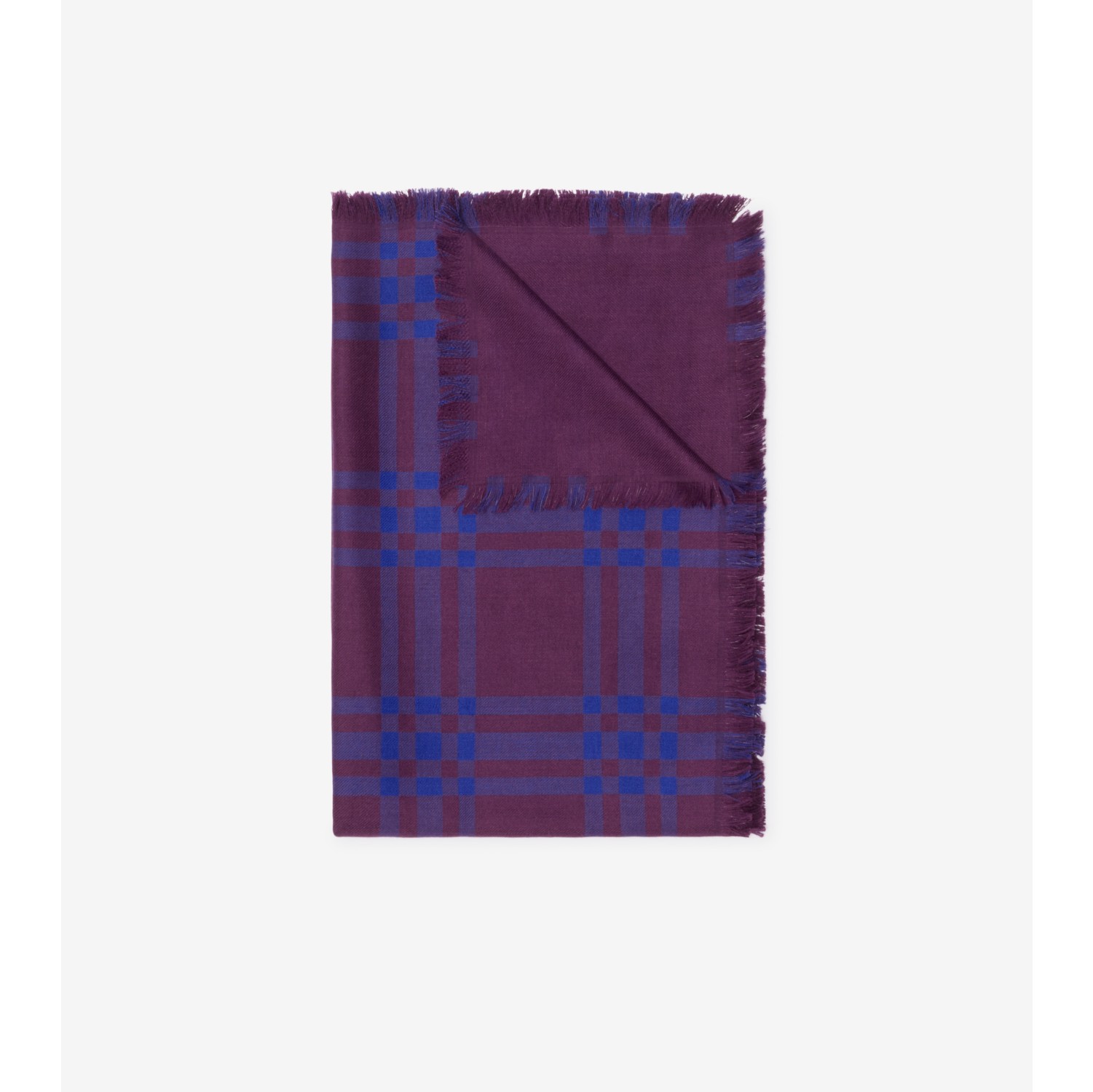 Reversible Check Wool Silk Scarf