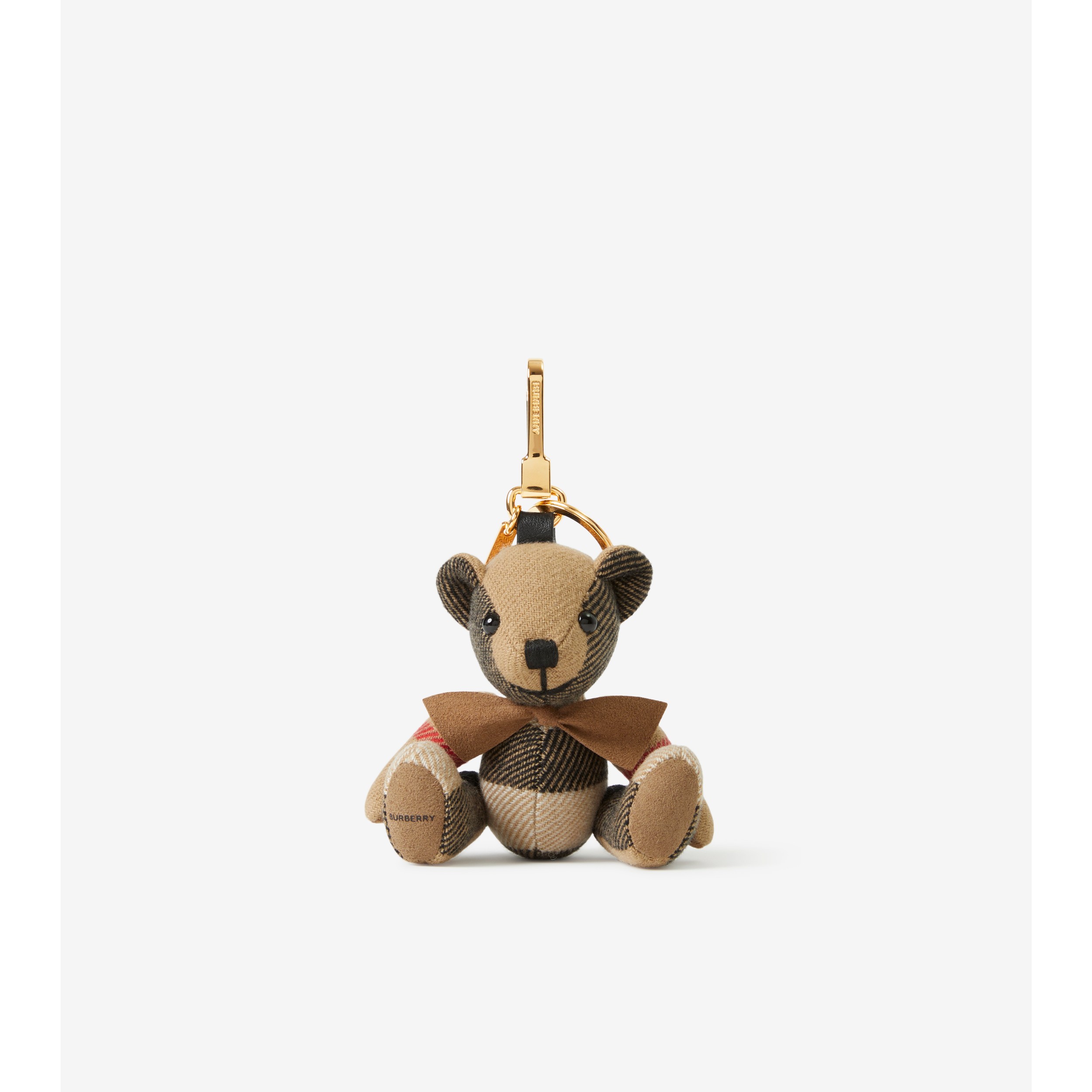 Burberry Thomas Vintage Check Teddy-bear Key Holder In Beige