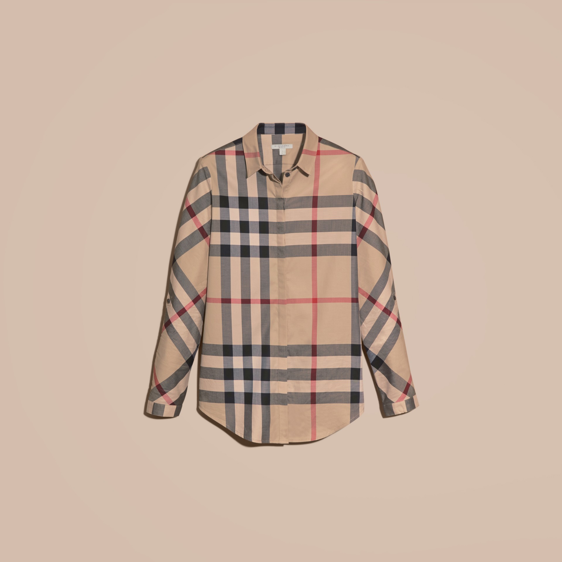 Stretch-Cotton Check Shirt in New Classic - Women | Burberry United Kingdom