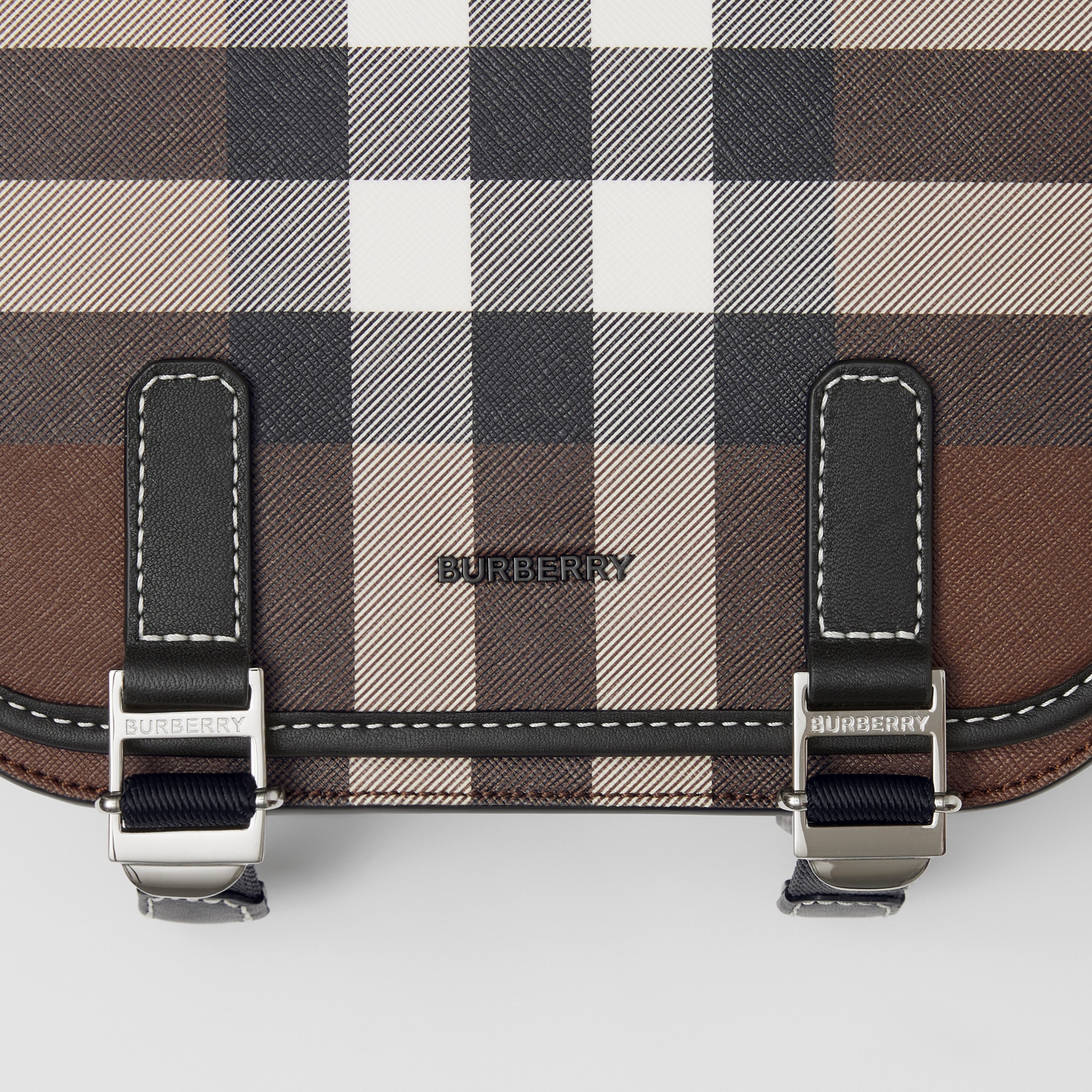 Check Print and Leather Messenger Bag in Dark Birch Brown - Men | Burberry® Official - 2