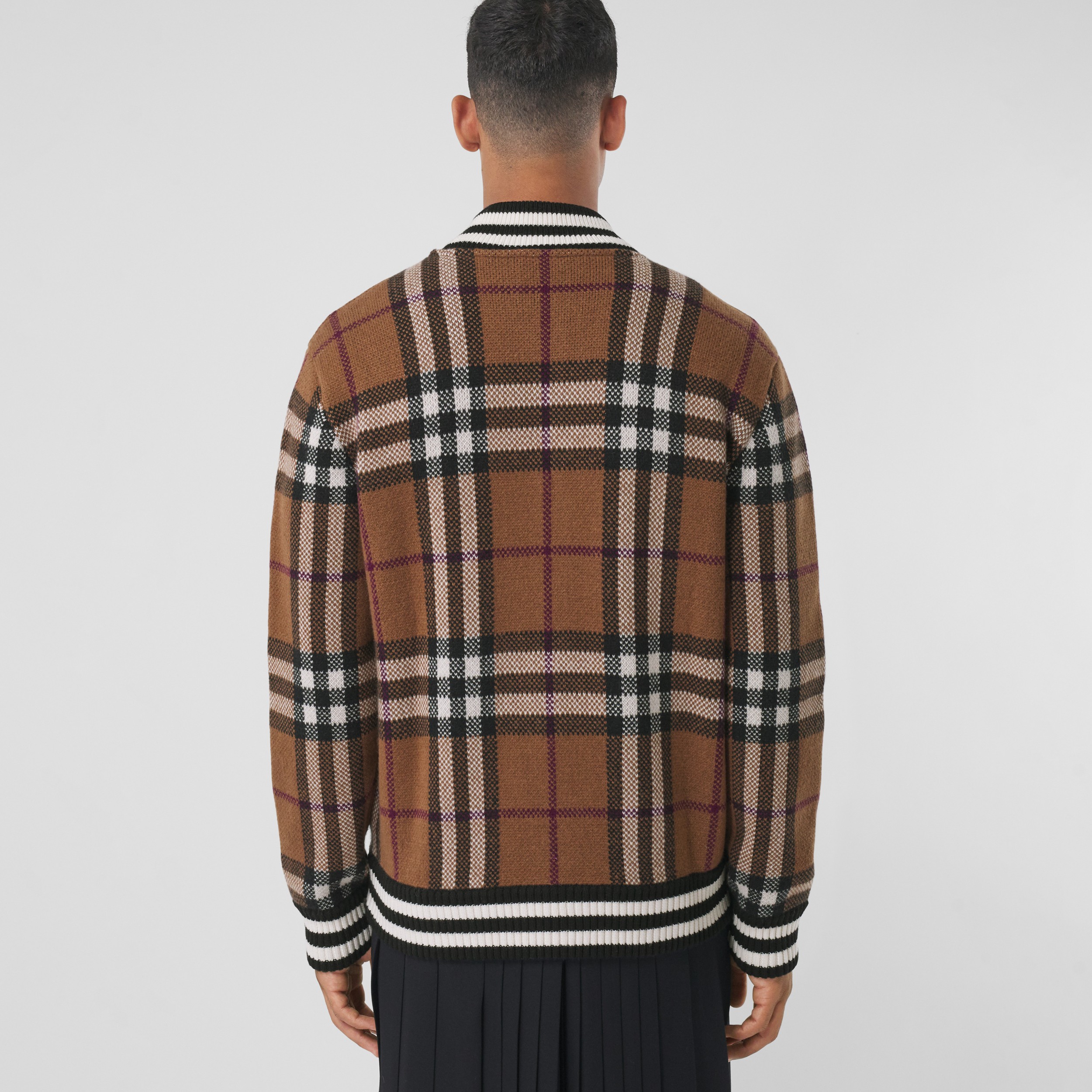 Check Cashmere Bomber Jacket in Birch Brown - Men | Burberry® Official - 3