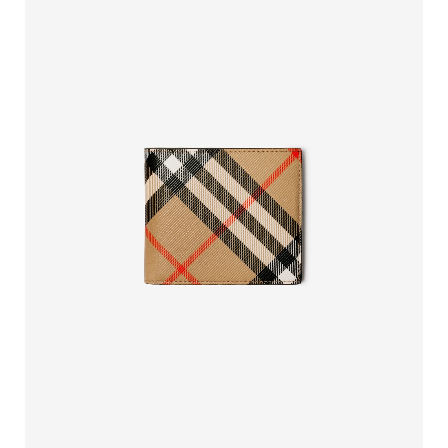 Check Bifold Coin Wallet in Sand Men Canvas Burberry Official