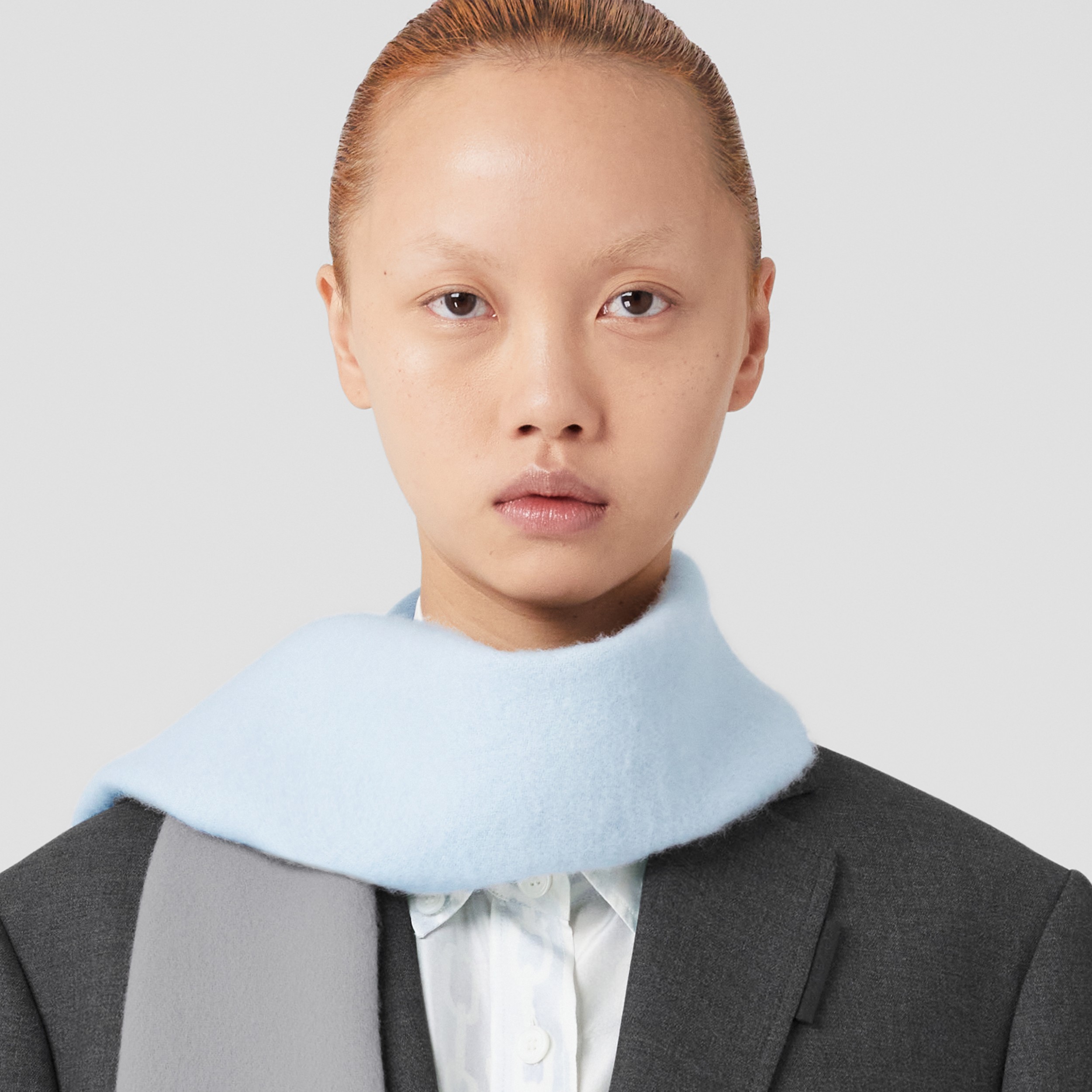 Reversible Monogram Motif Cashmere Scarf in Pale Blue | Burberry® Official