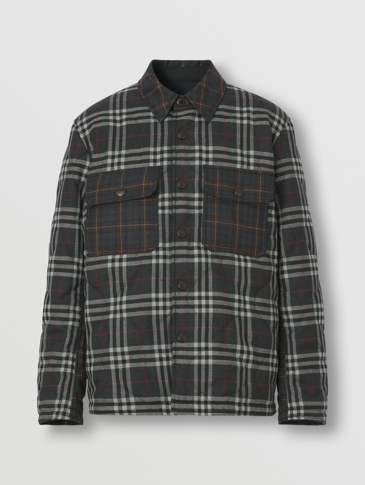 Двухсторонняя рубашка-куртка из шерсти in Темный Древесный Уголь