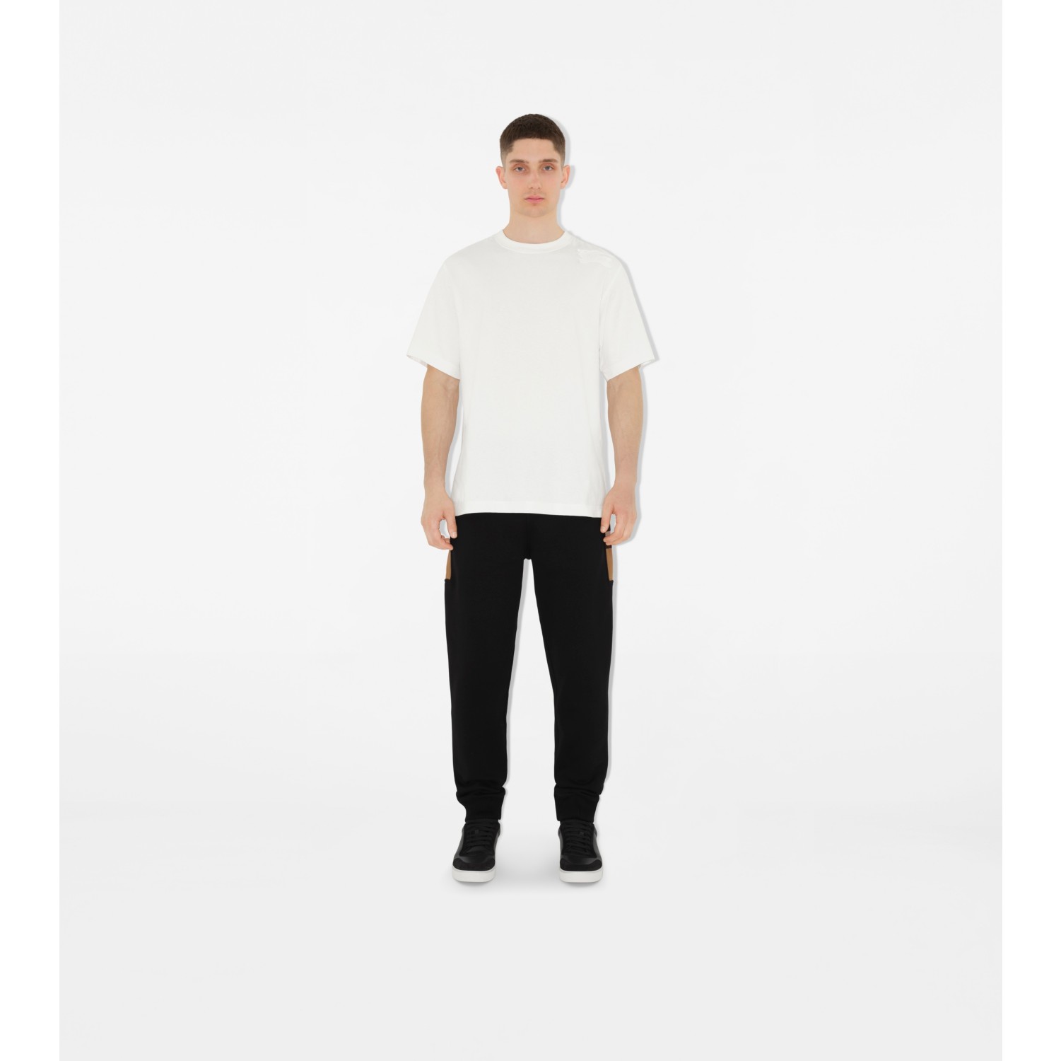 Check Panel Cotton Blend Jogging Pants