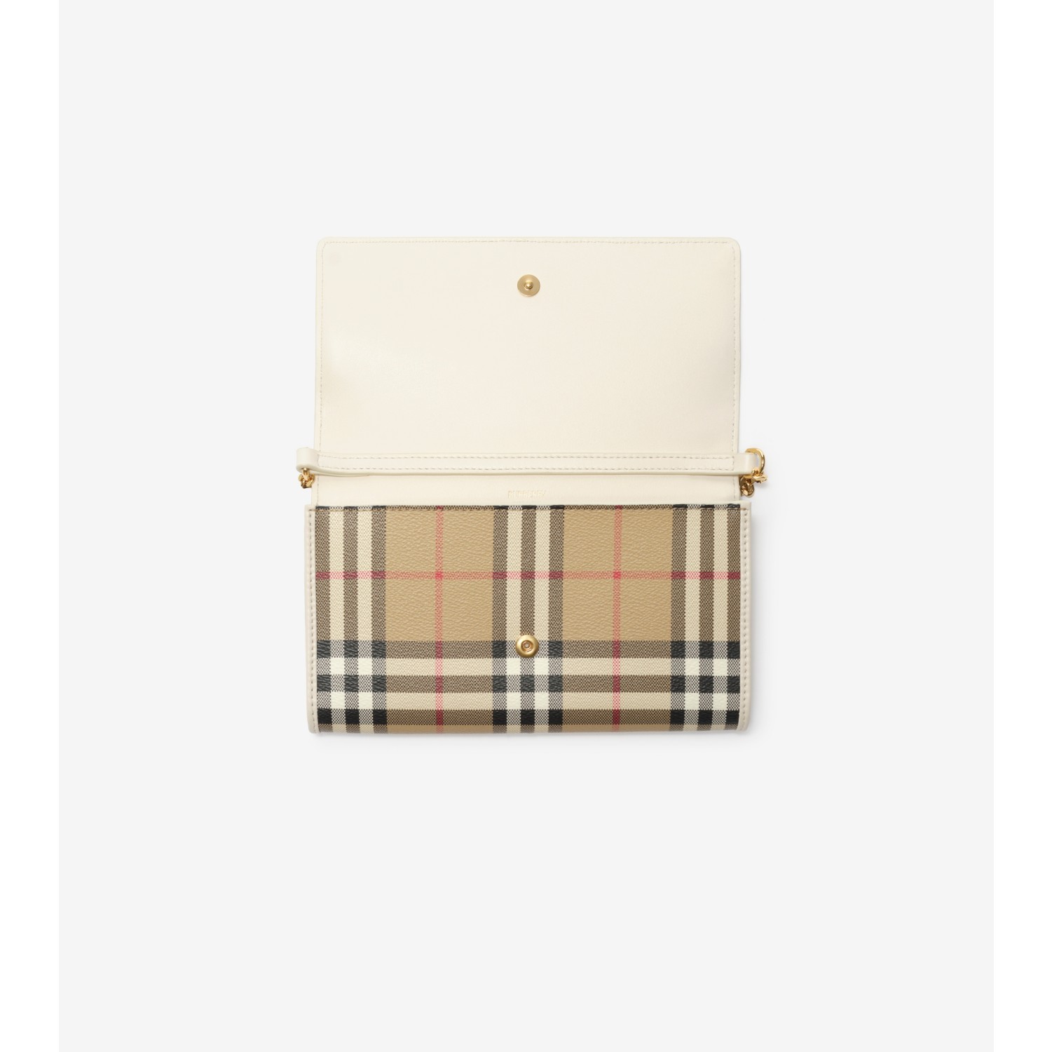Check Chain Strap Wallet in Archive beige/soap beige - Women, Cotton, Technical | Burberry® Official