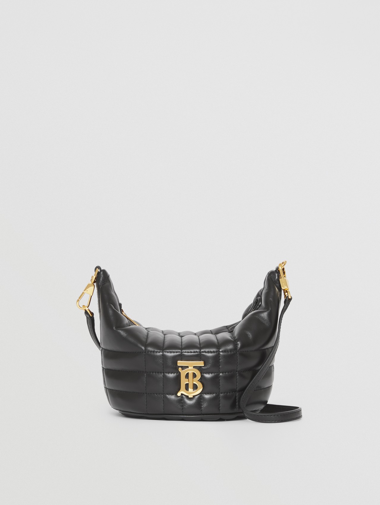 Small Quilted Lambskin Crescent Lola Bag in Black