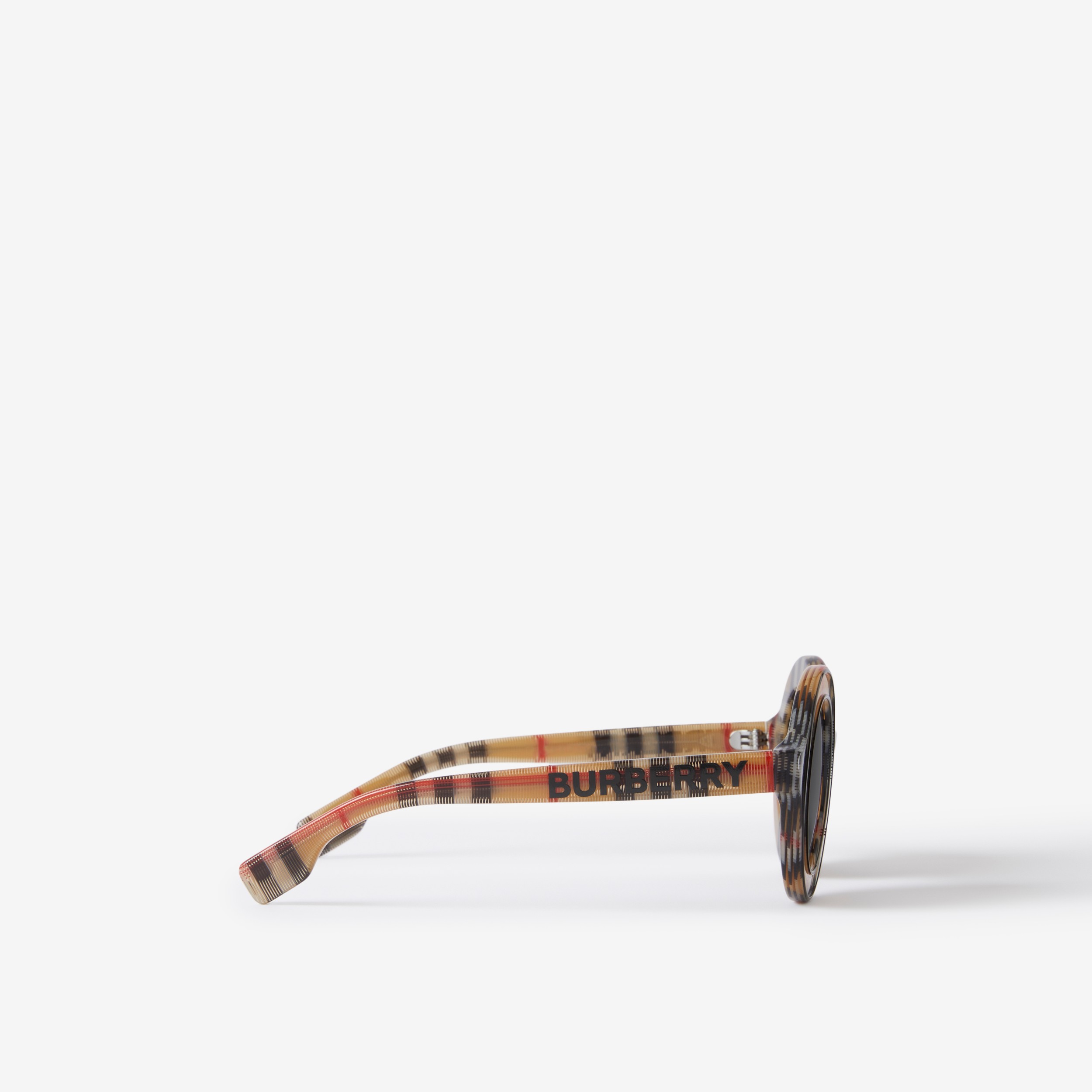 로고 디테일 체크 라운드 프레임 선글라스 (아카이브 베이지) - 아동 | Burberry® - 2