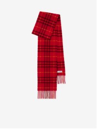 Narrow Check Cashmere Scarf in Currant