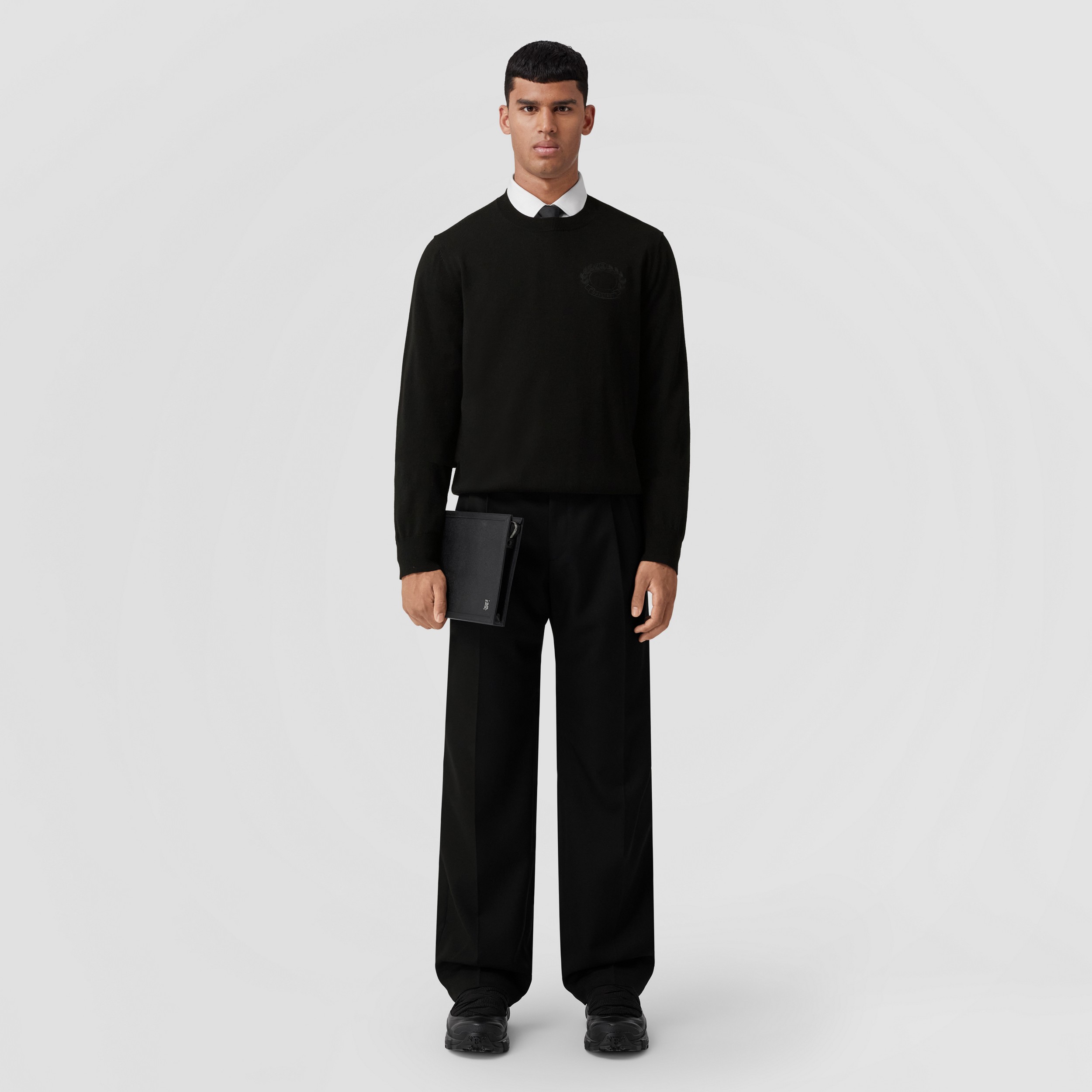 Oak Leaf Crest Wool Sweater in Black - Men | Burberry® Official - 1