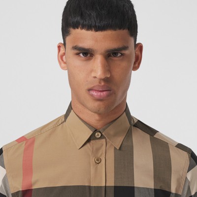 burberry check mens shirt