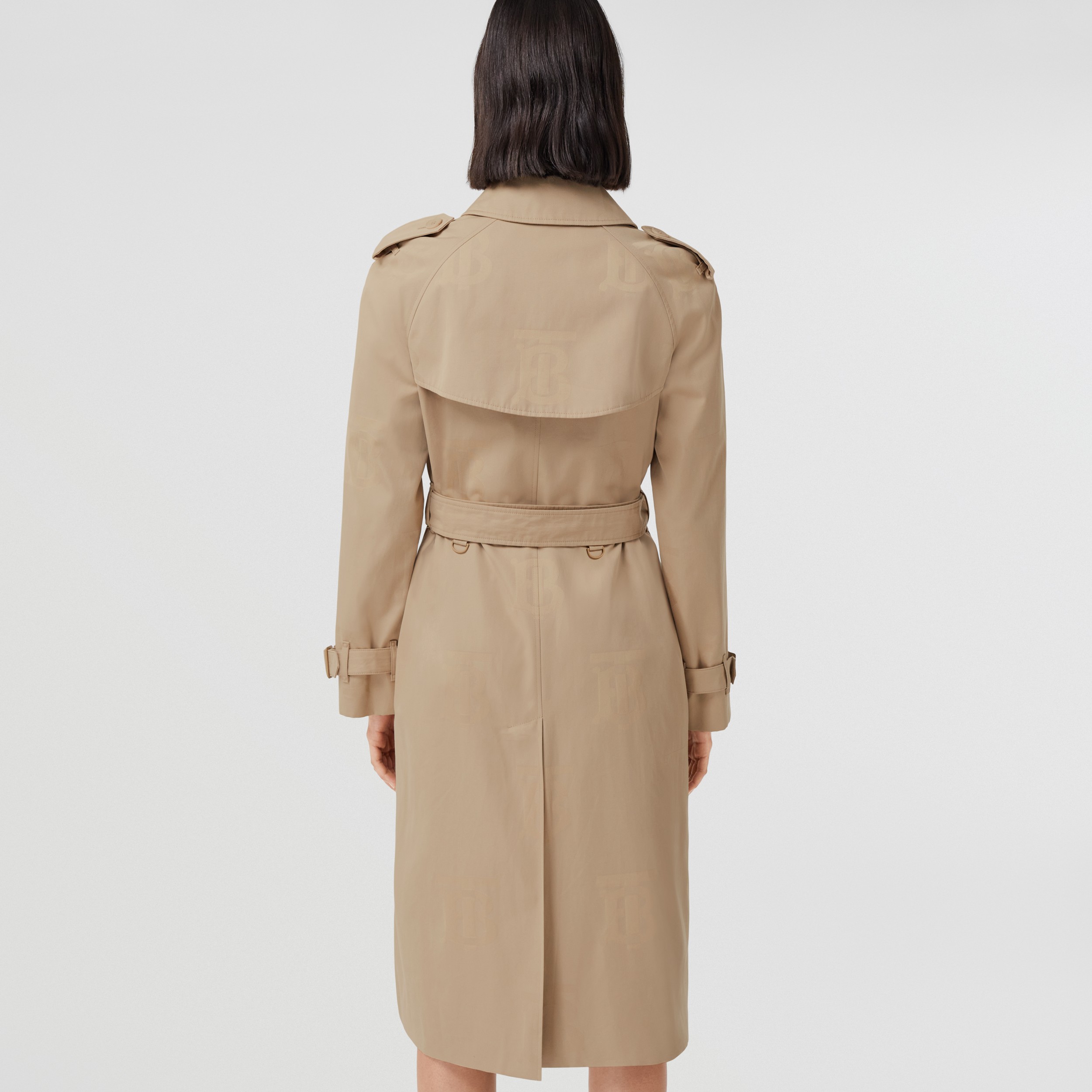 Monogram Motif Cotton Jacquard Trench Coat in Soft Fawn - Women | Burberry® Official - 3