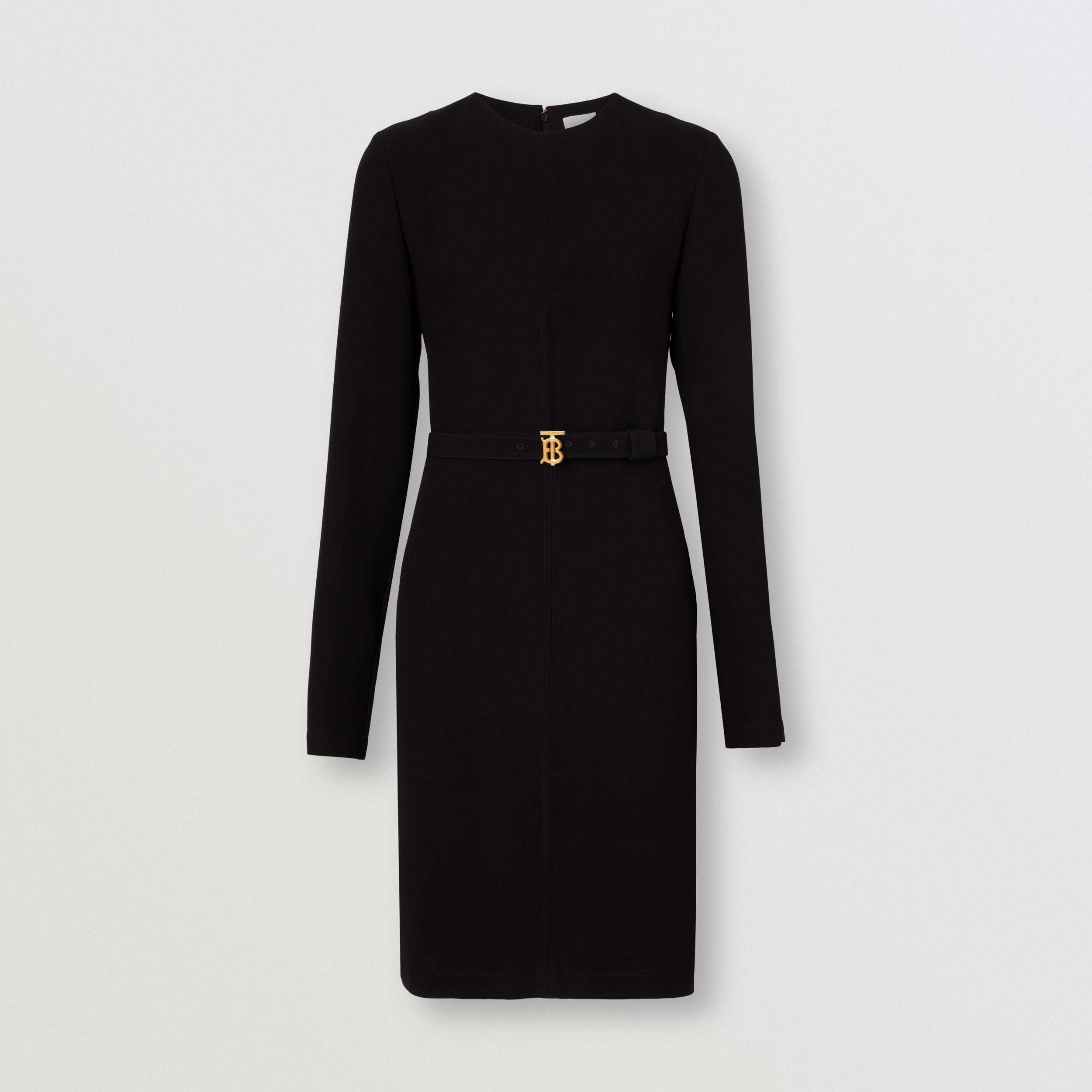 Long-sleeve Monogram Motif Belted Dress in Black - Women | Burberry® Official - 4