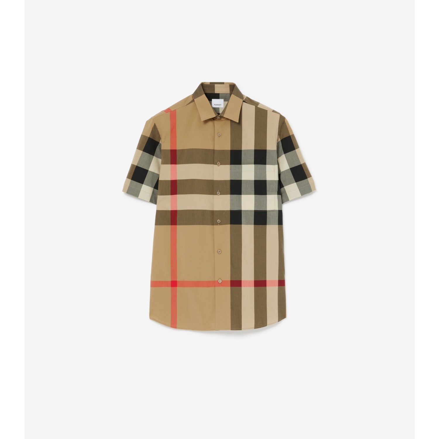 チェック コットンシャツ (アーカイブベージュ) - メンズ, コットン | Burberry®公式サイト