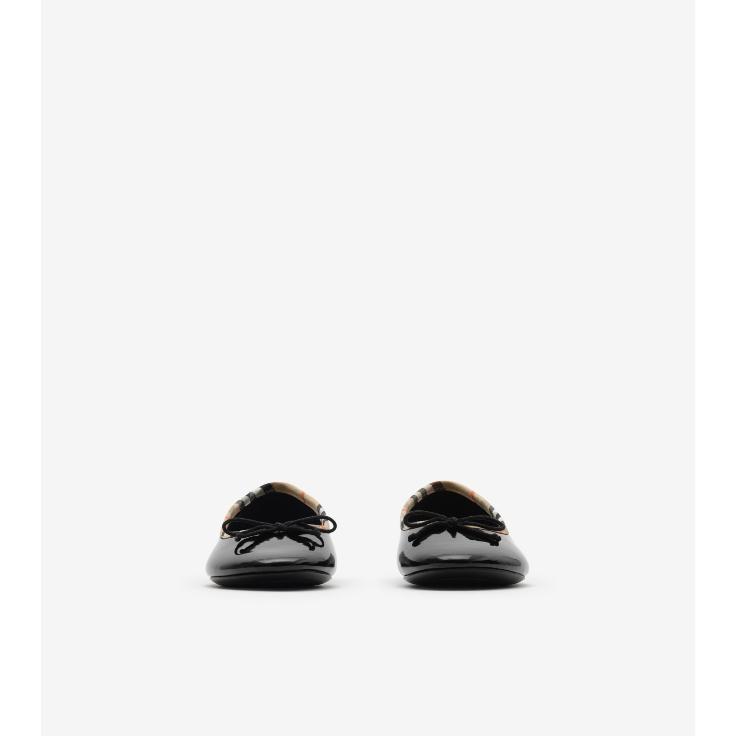 Check Trim Patent Ballerinas