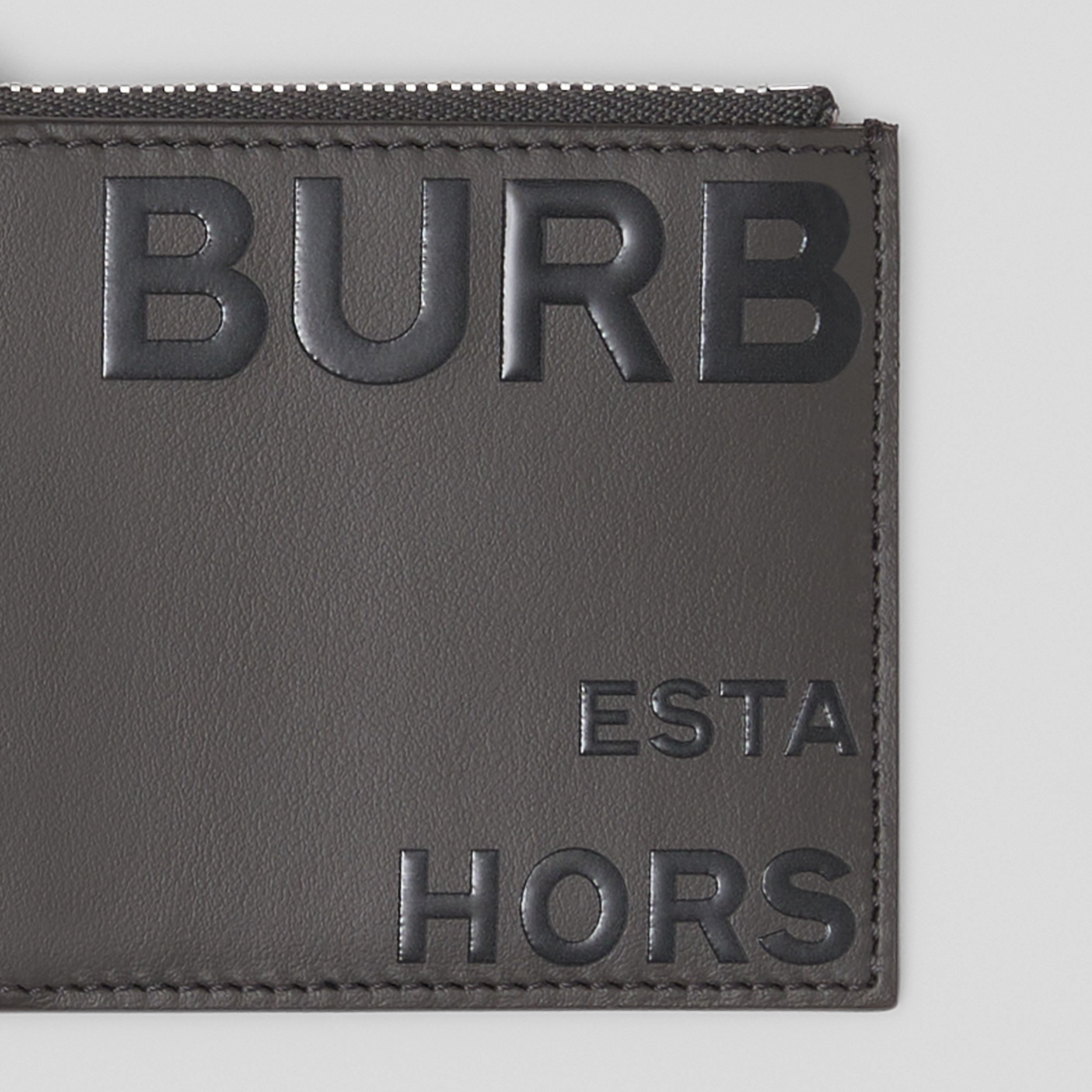 Horseferry Print Leather Card Case Lanyard in Sepia Grey - Men | Burberry® Official - 2