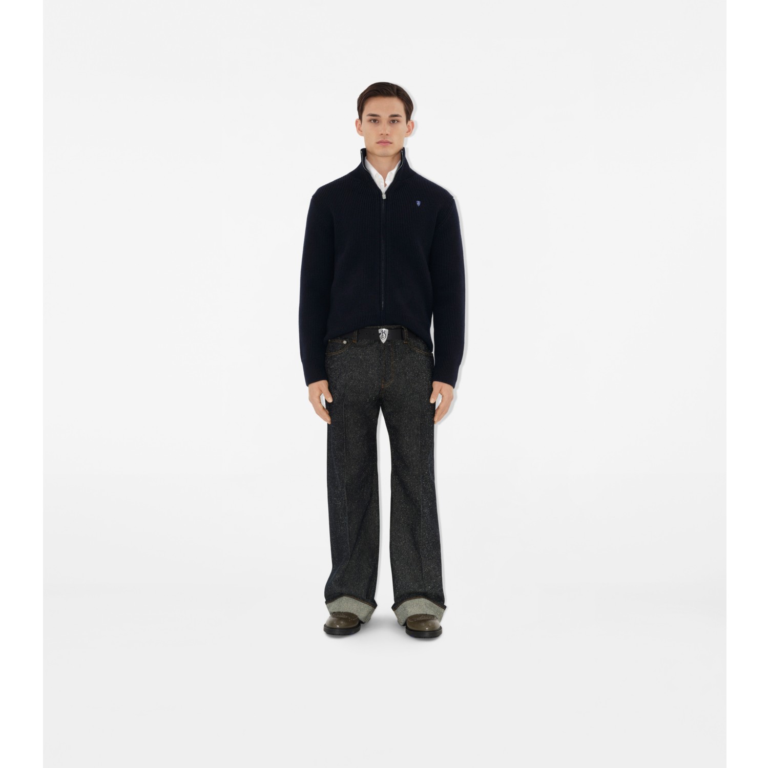 Pull zippé en laine mélangée