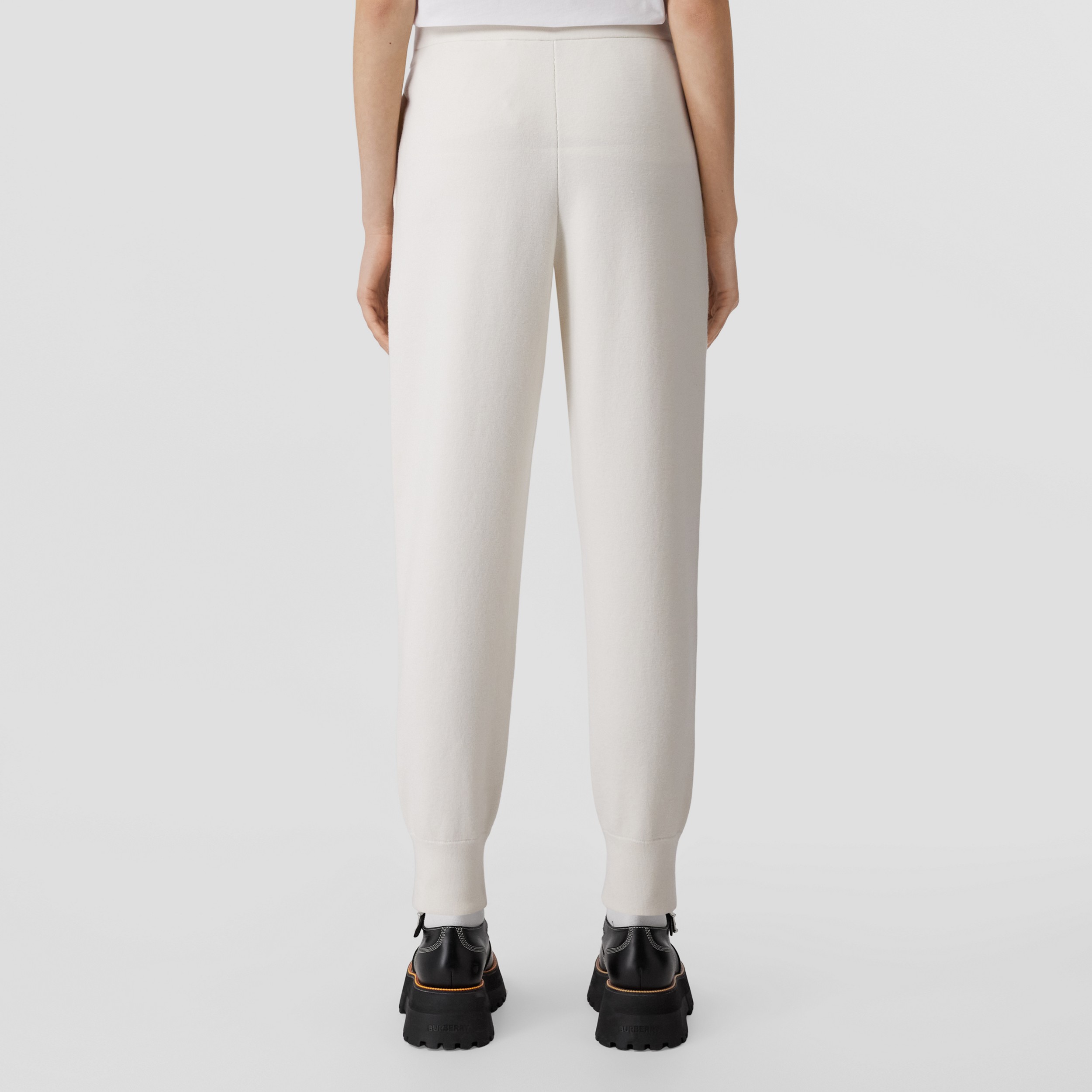 Custom Fit Monogram Motif Cashmere Cotton Blend Jogging Pants in Natural White - Women | Burberry® Official - 3